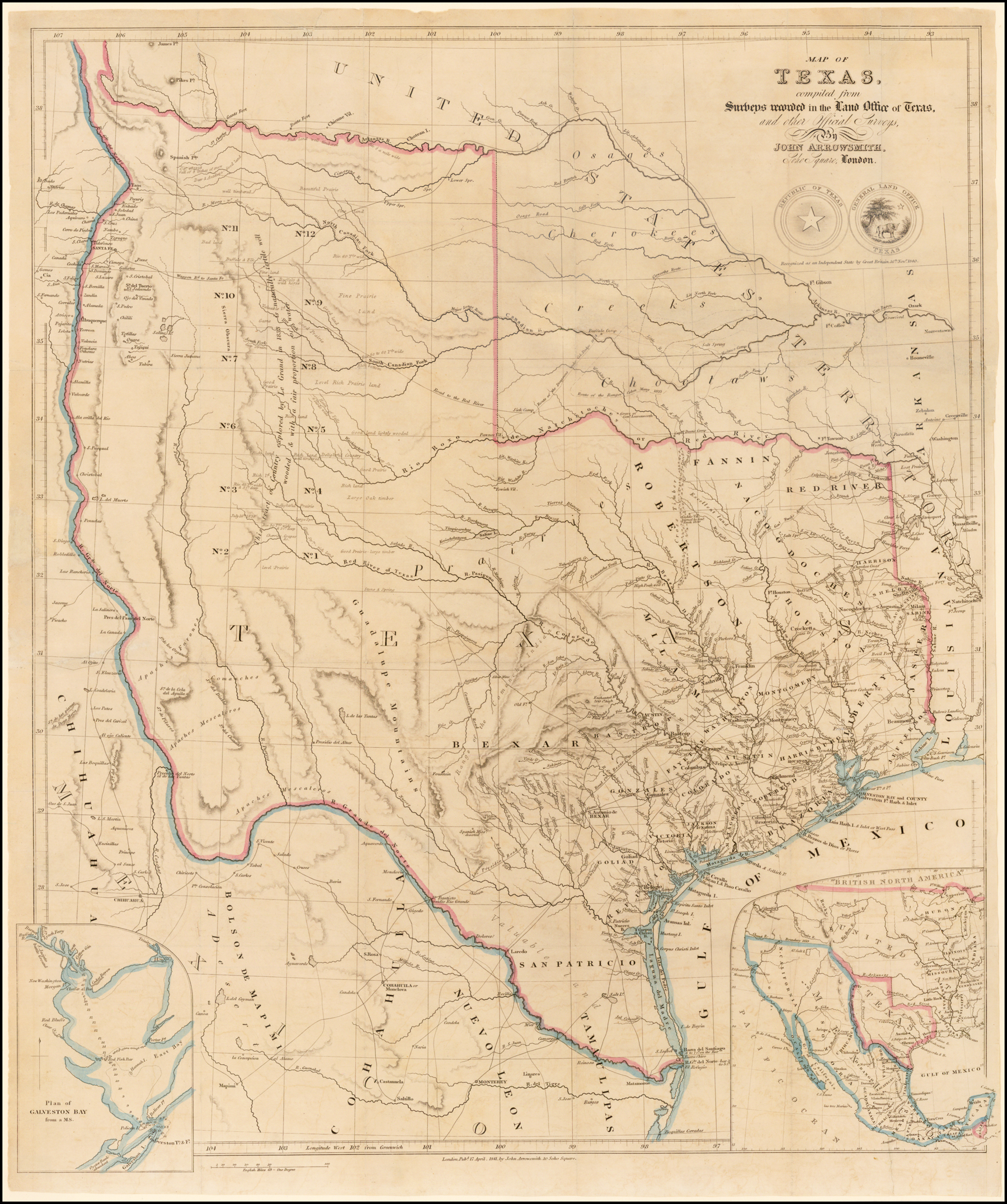 A Map of Texas, compiled from Surveys recorded in the Land Office of