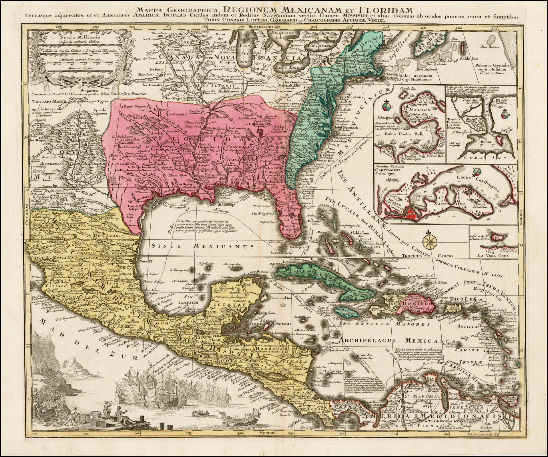Mappa Geographica, Regionem Mexicanam Et Floridam Terrasque adjacentes ...