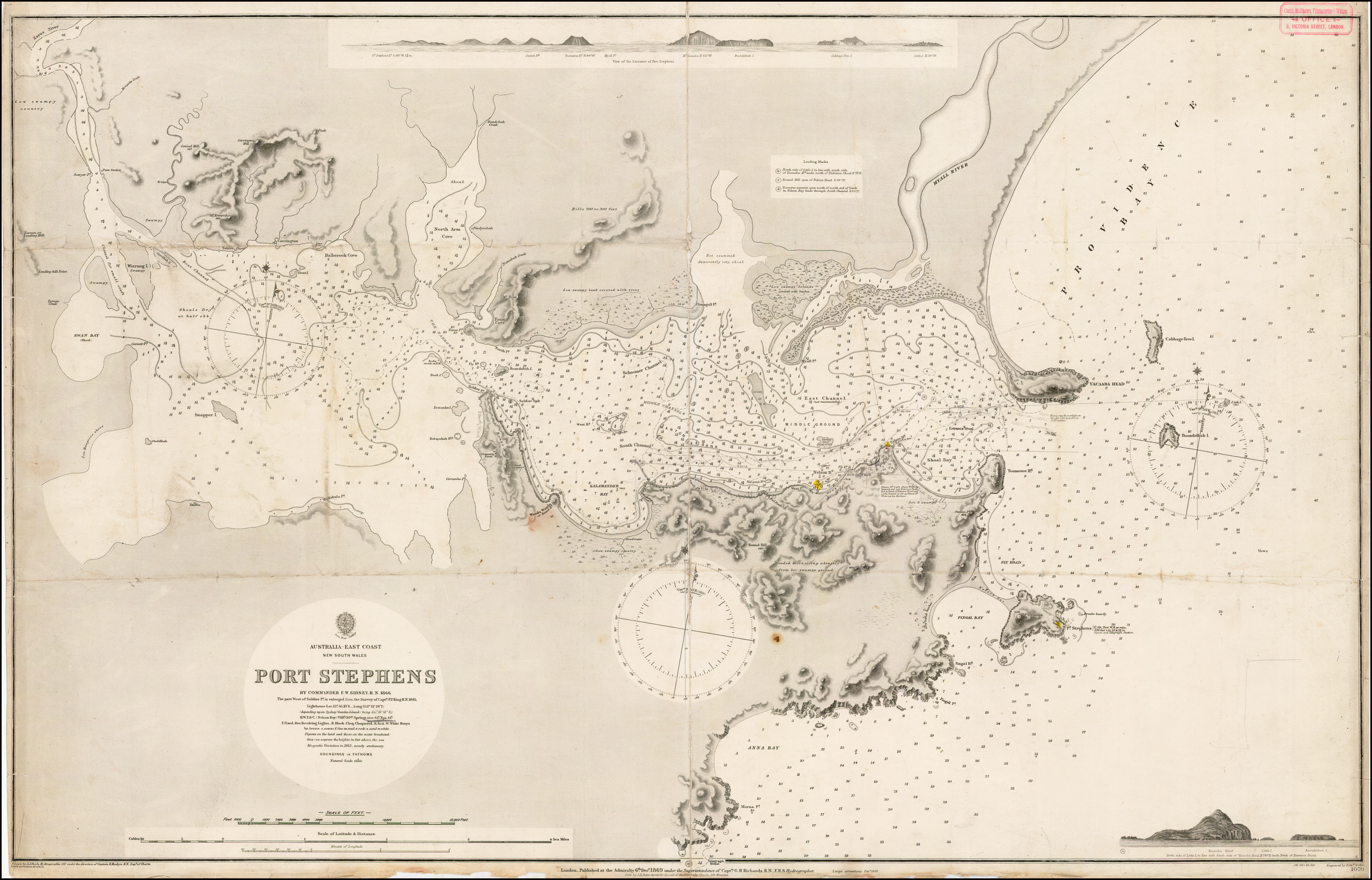 Port Stephens Australia Map Australia-East Coast New South Wales -- Port Stephens By Commander F.w.  Sidney R.n. 1866. The Part West Of Soldier Pt. Is Enlarged From The Survey  Of Captn. P.p. King R.n. 1845. . . -