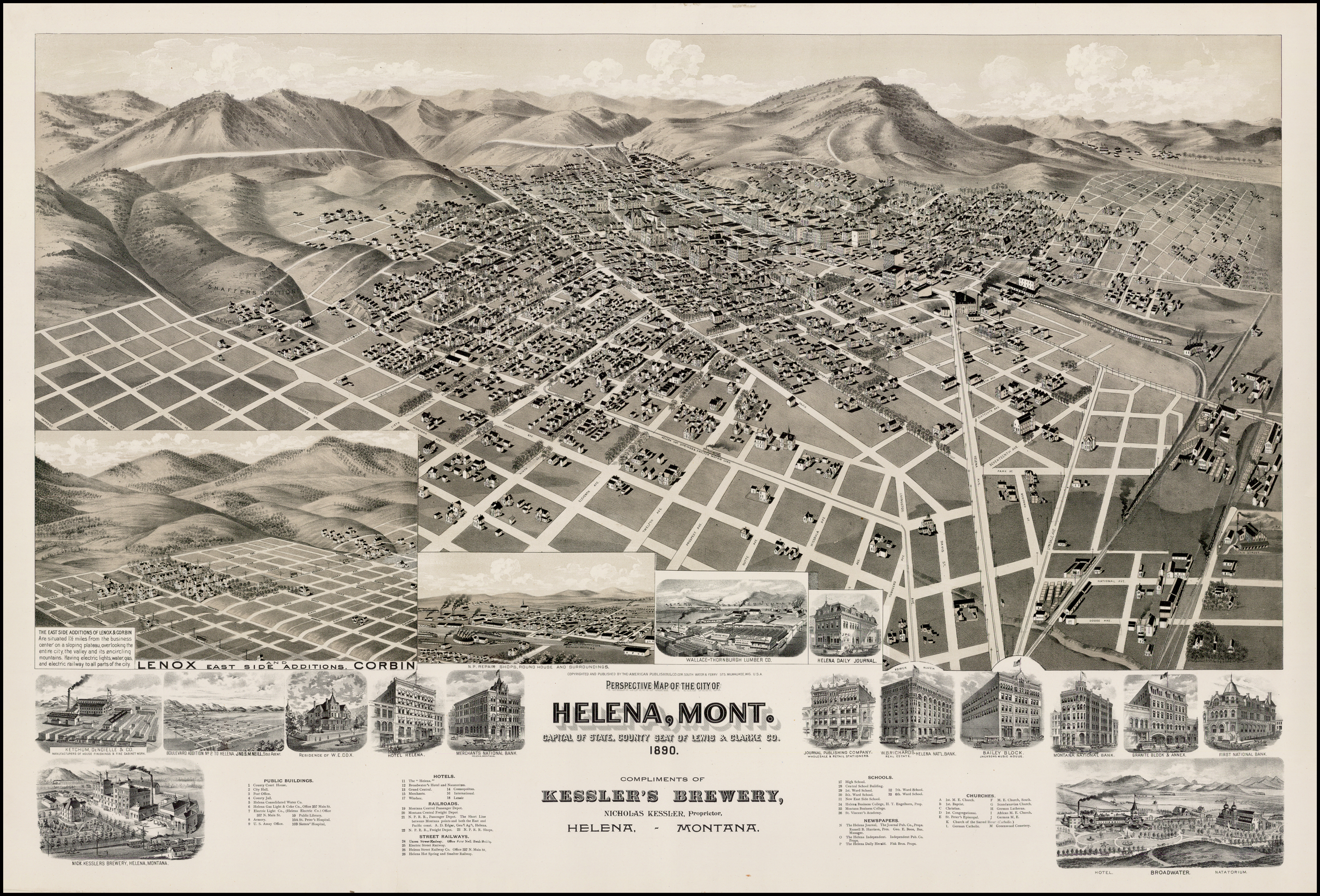 Perspective Map of the City of Helena, Mont. Capital of State, County Seat of Lewis & Clark Co