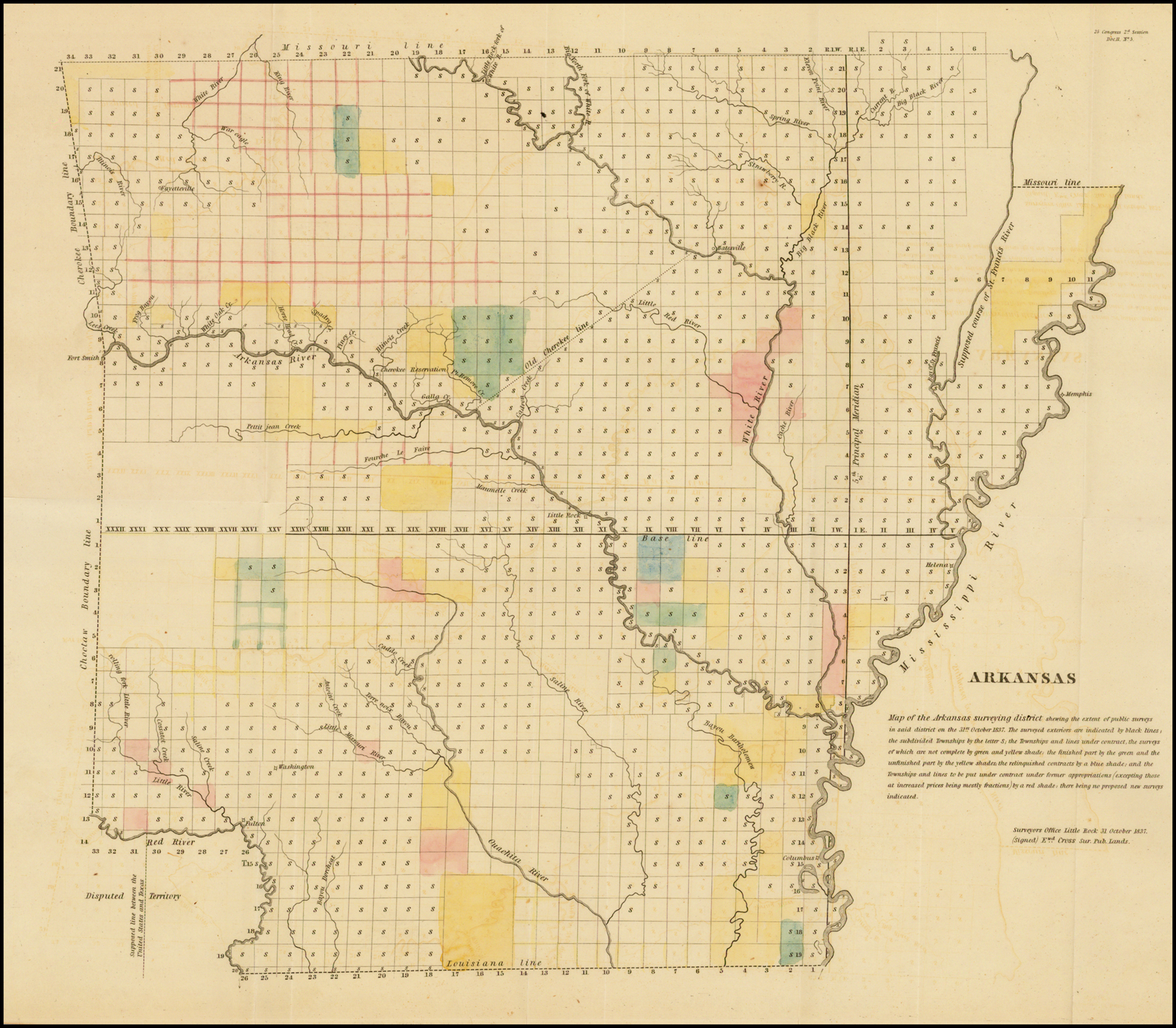 Arkansas Map of the Arkansas surveying district shewing the extent