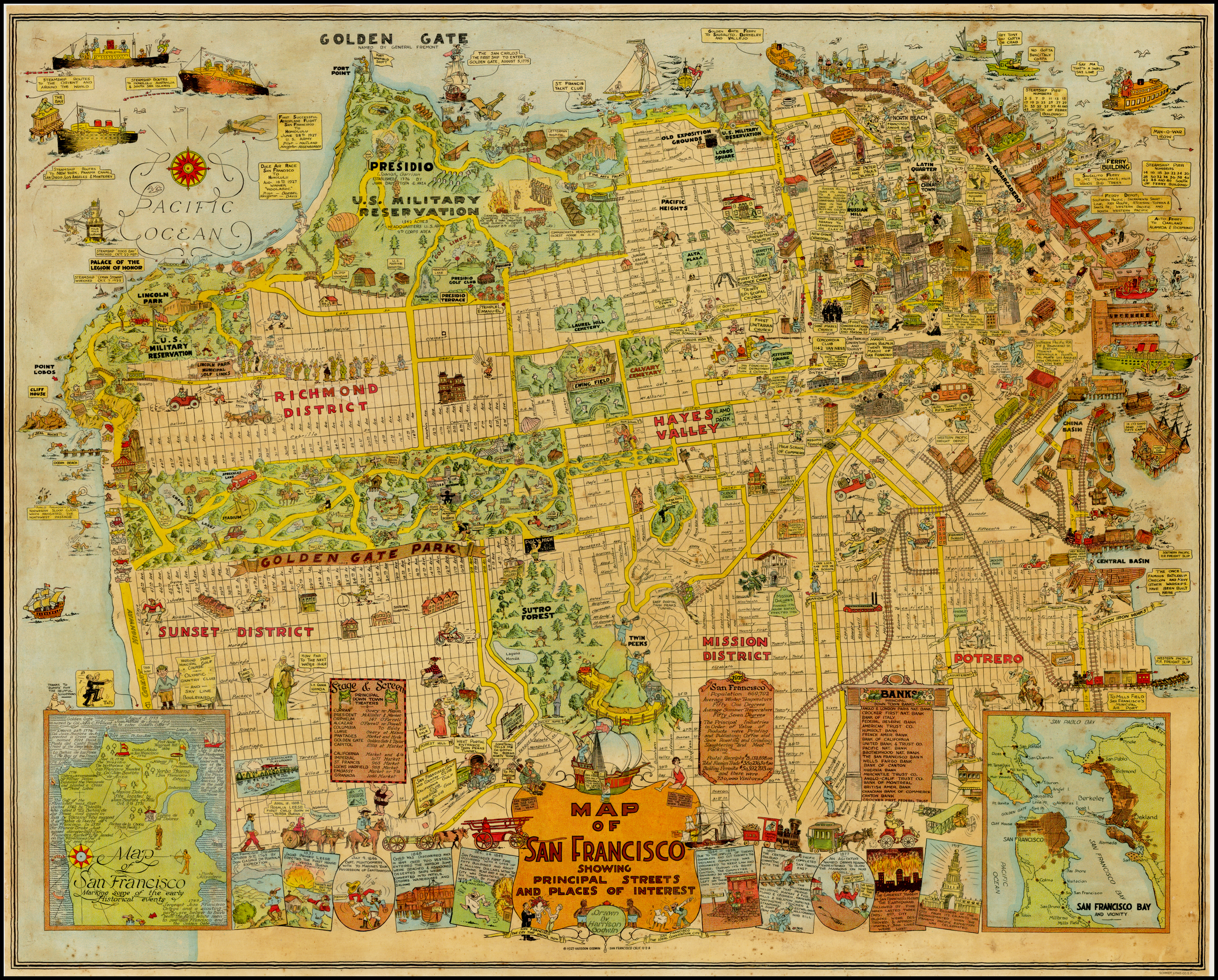 Map Of San Francisco Showing Principal Streets And Places Of Interest