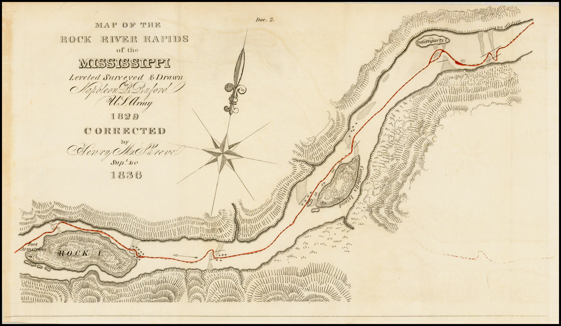 Map of the Rock River Rapids of the Mississippi Leveled Surveyed