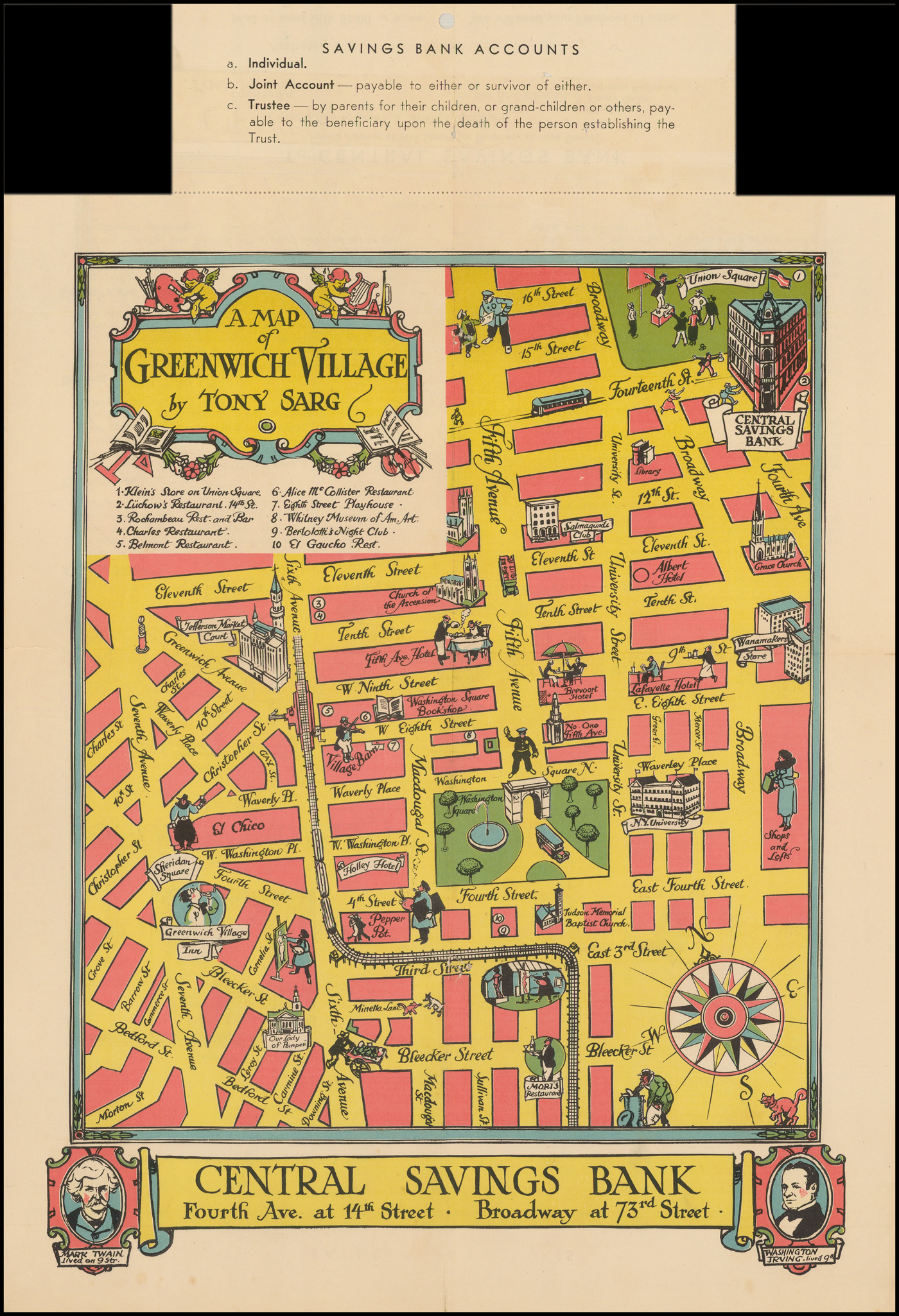 A Map Of Greenwich Village By Tony Sarg Barry Lawrence Ruderman Antique Maps Inc