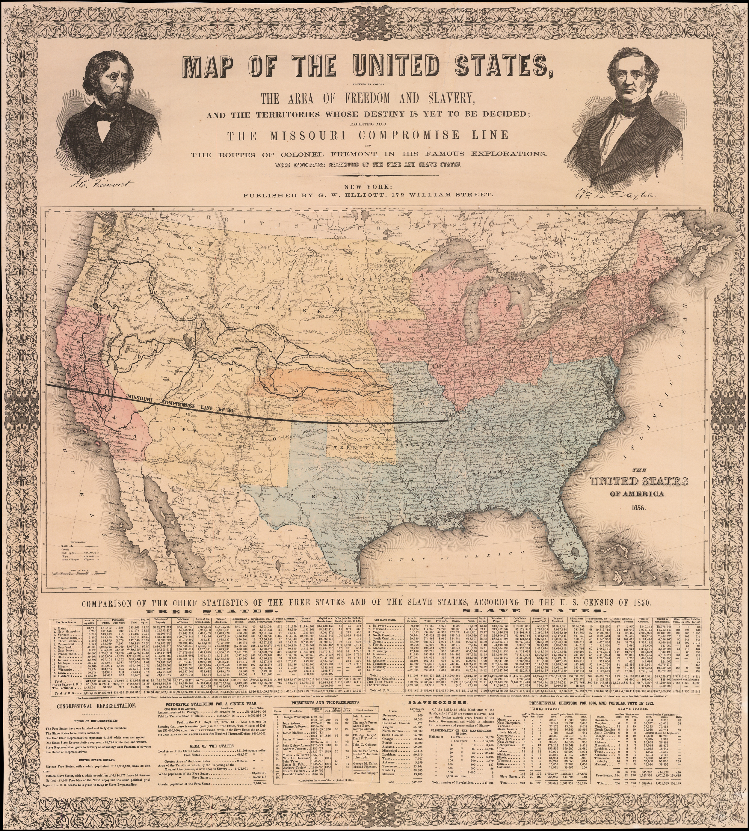 Карта сша 1850 года