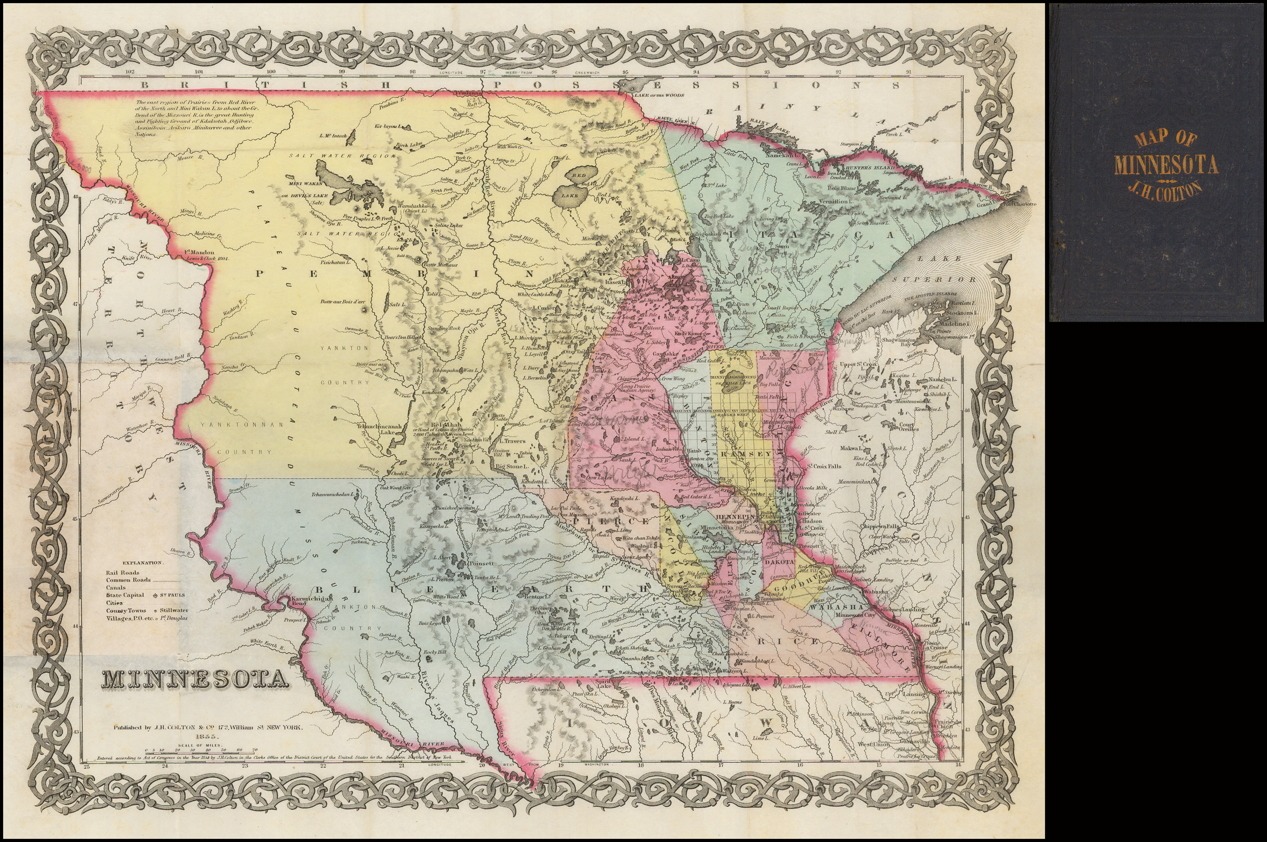 Minnesota 1855 Barry Lawrence Ruderman Antique Maps Inc 5752