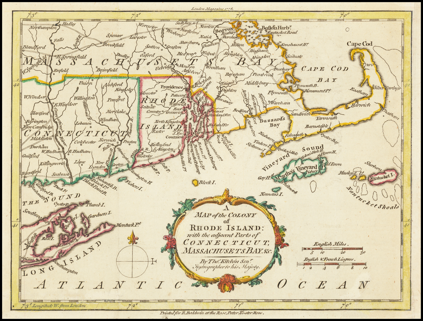 A Map Of The Colony Of Rhode Island With The Adjacent Parts