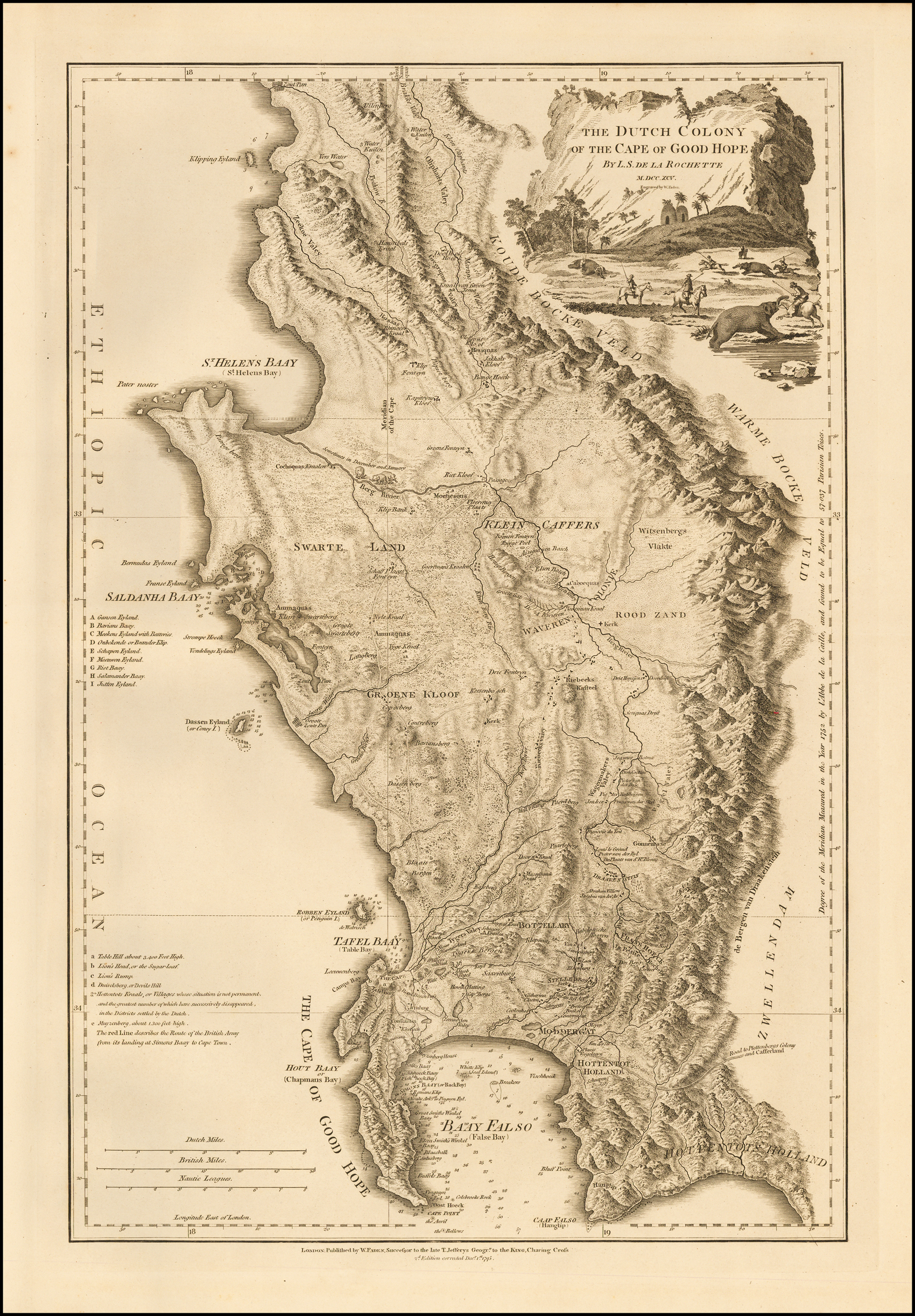 Cape Of Good Hope In Map The Dutch Colony Of The Cape Of Good Hope By L.s. De La Rochette Mdcc Xcv -  Barry Lawrence Ruderman Antique Maps Inc.