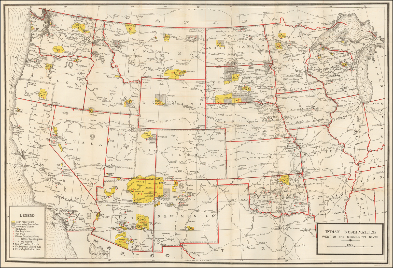 Indian Reservations West of the Mississippi River -- 1919 - Barry ...