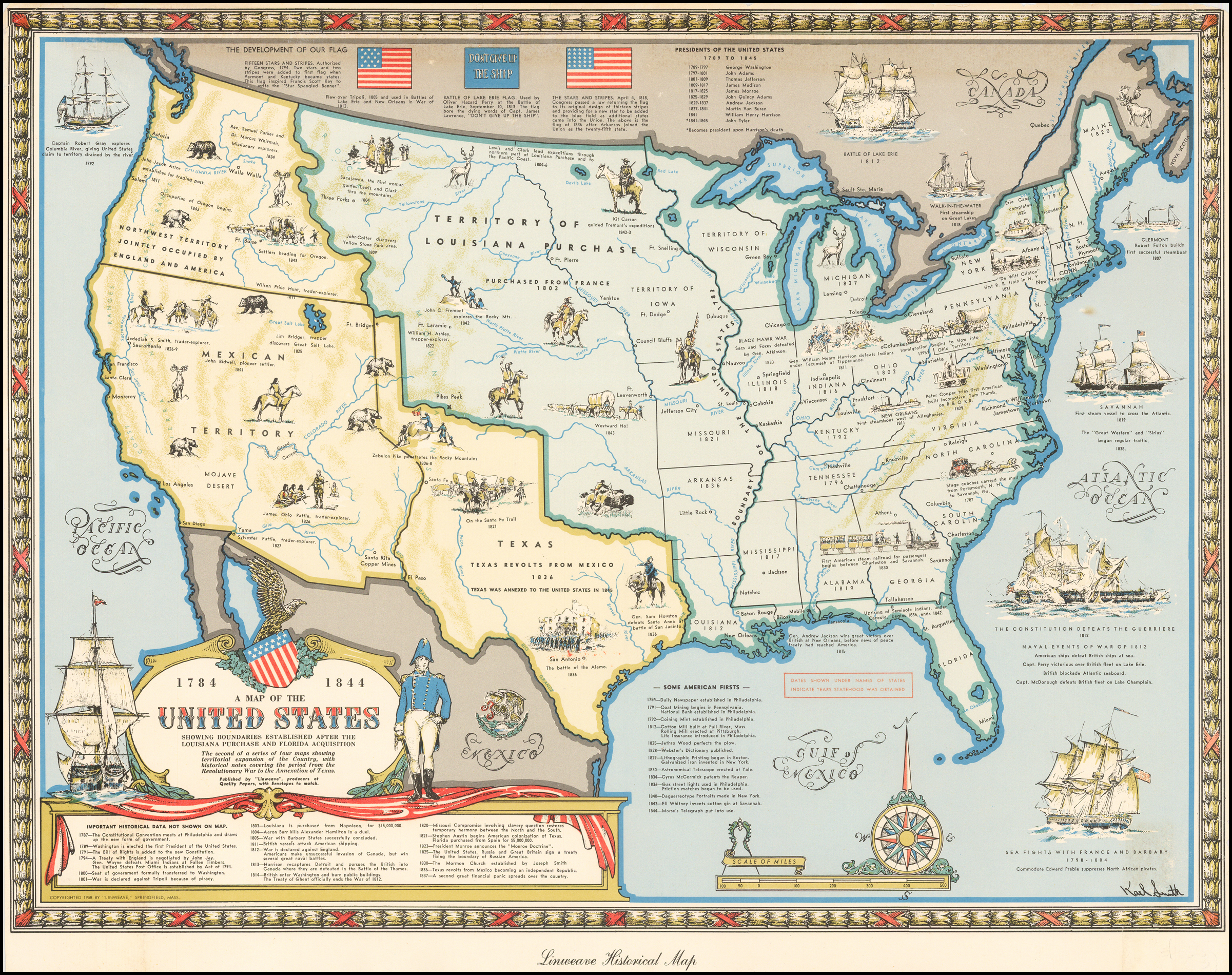 A Map of the United States Showing Boundaries Established After The Louisiana Purchase and ...