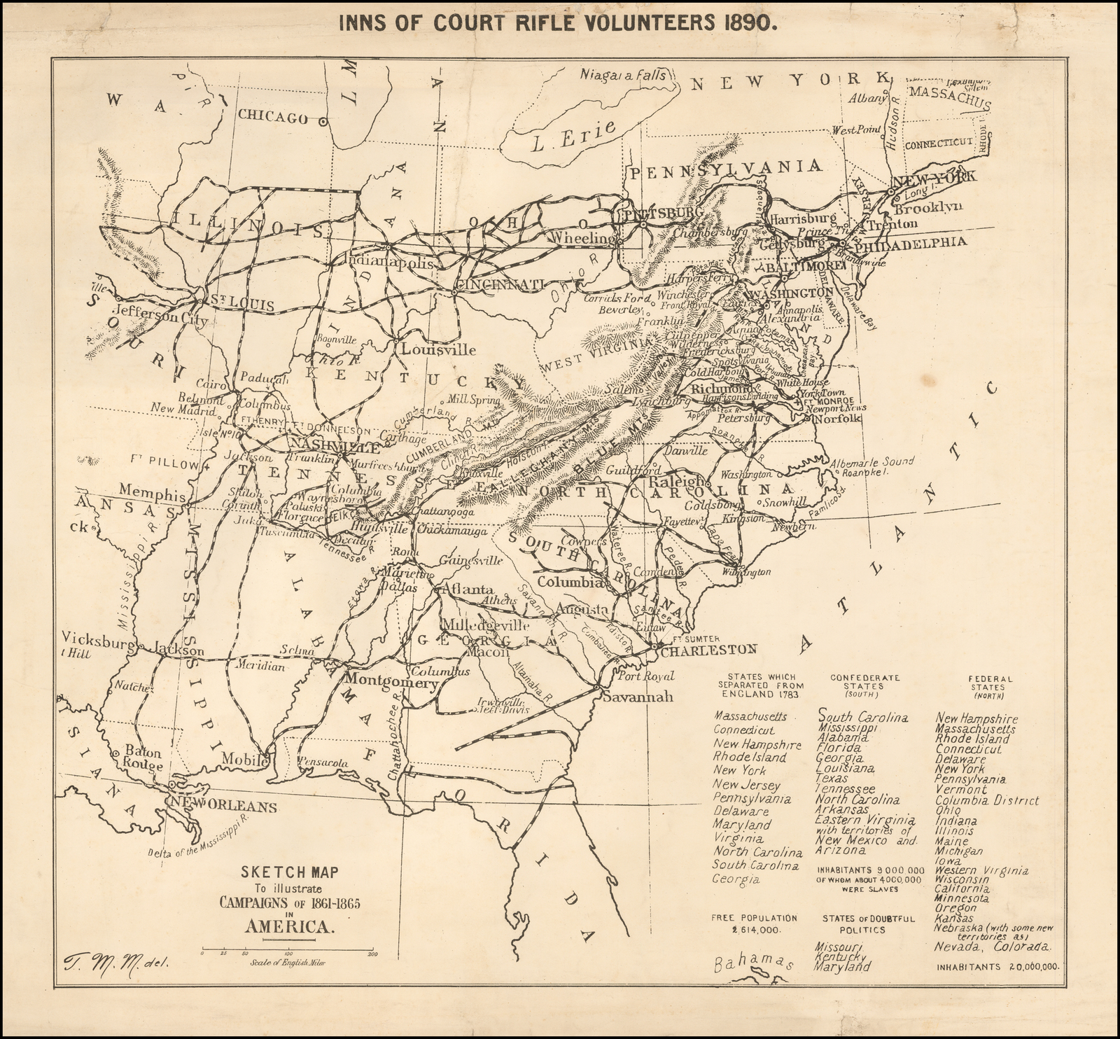 Inns of Court Rifle Volunteers 1890. Sketch Map To Illustrate Campaigns ...