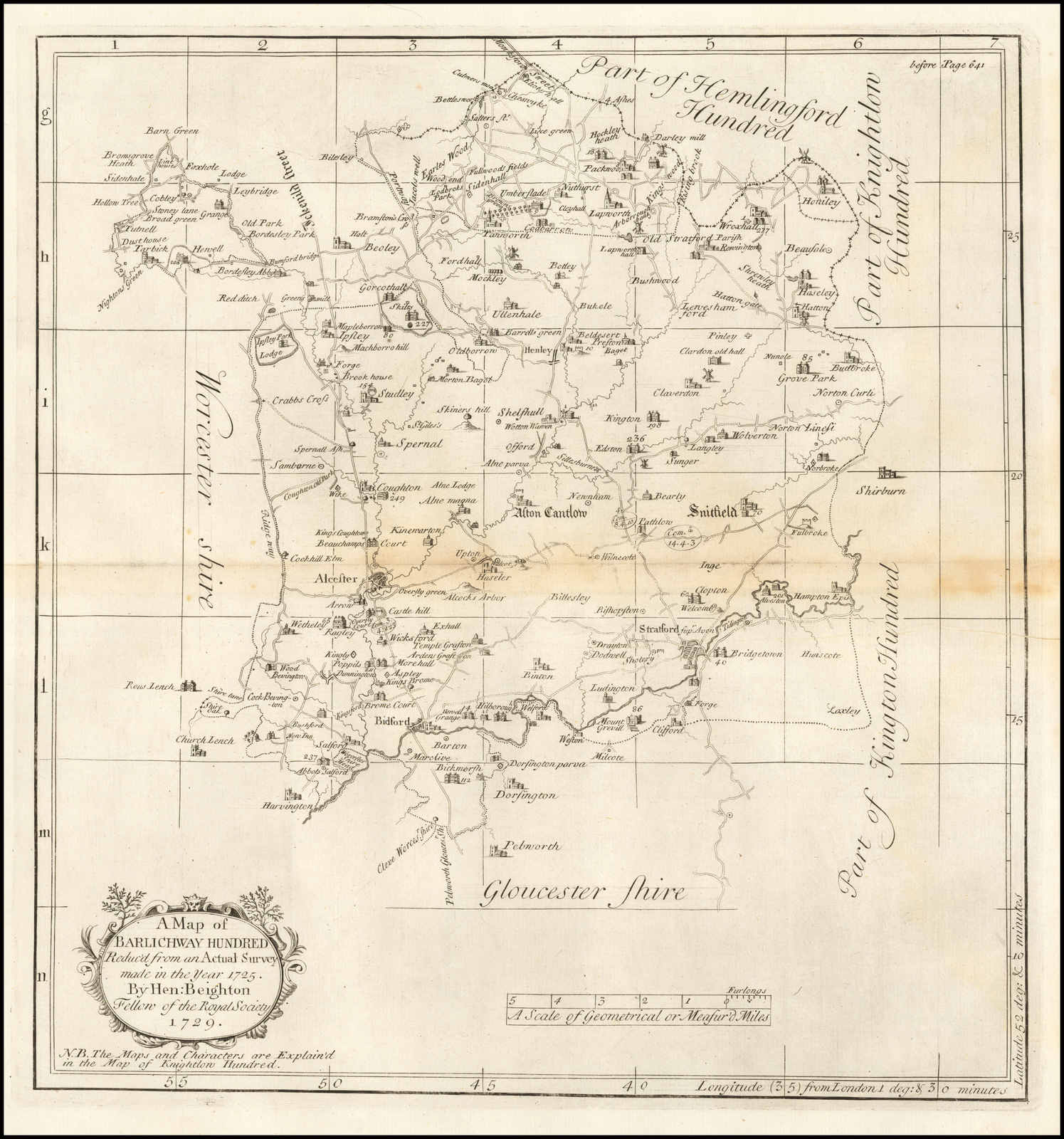 A Map of Barlichway Hundred. Reduc'd from an Actual Survey made in the ...