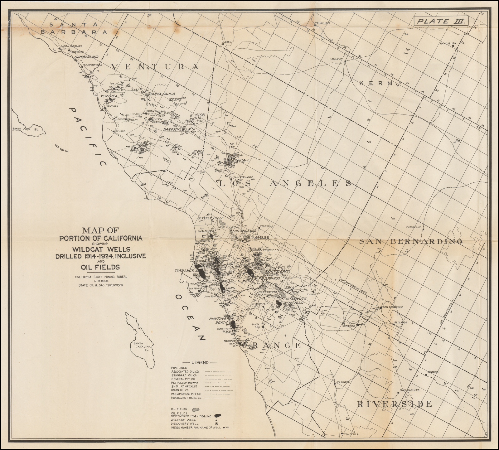 (Southern California Oil Drilling) Map of Portion of California Showing