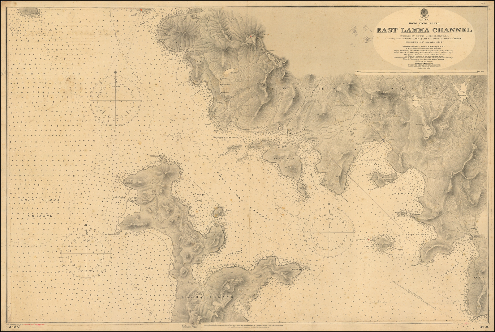 Hong Kong Island -- East Lamma Channel. Surveyed by Captain Morris H