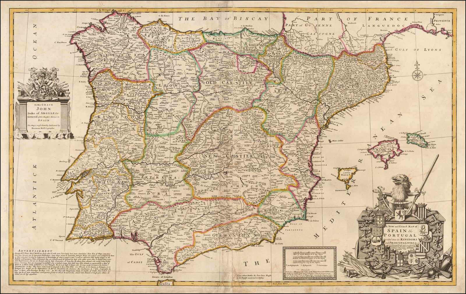 Old Map of Portugal 1730 Mapa de Portugal Vintage Map Wall Map Print -  VINTAGE MAPS AND PRINTS