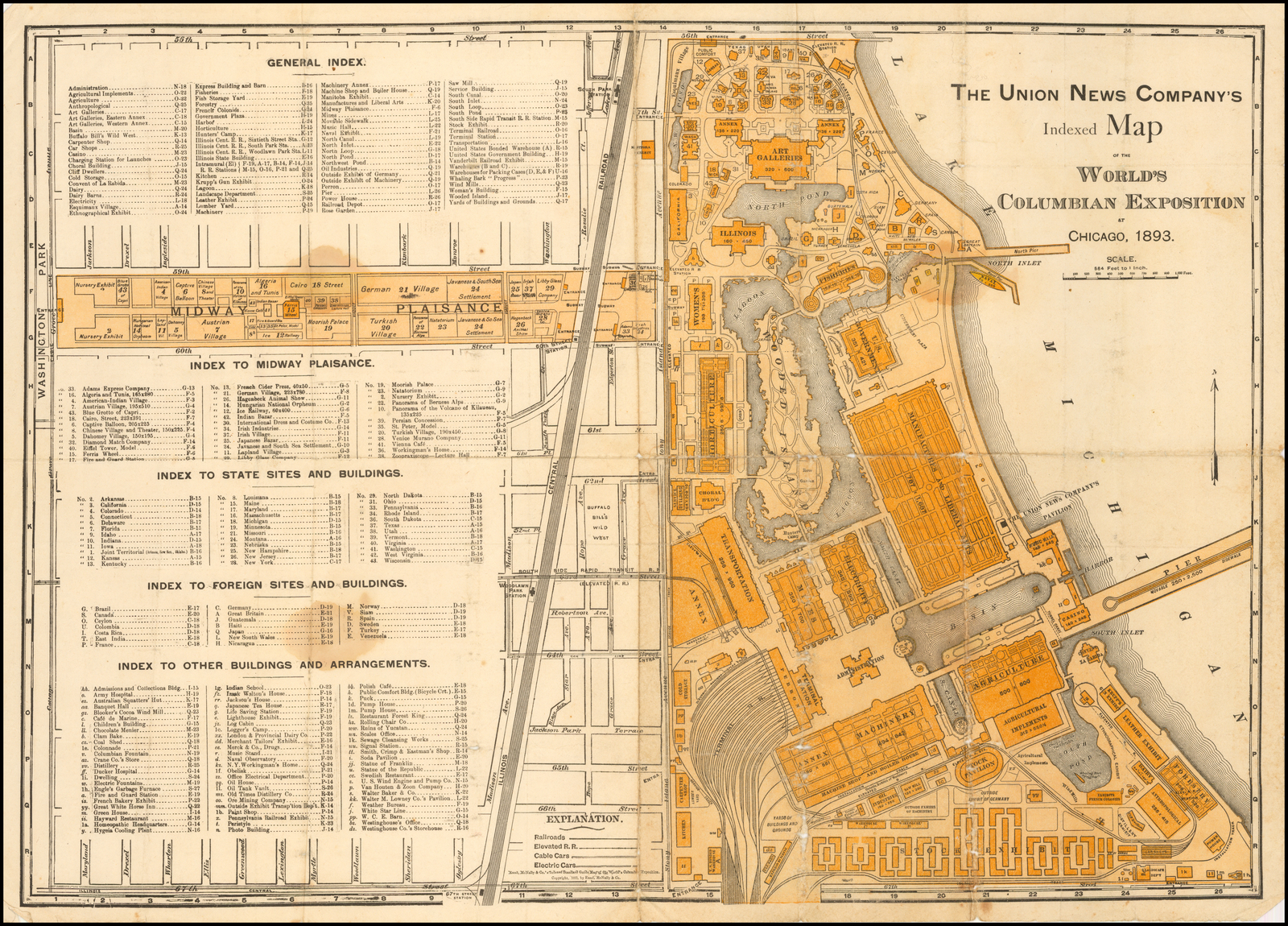 Chicago World S Fair 1893 Map The Union News Company's Indexed Map Of The World's Columbian Exposition At  Chicago, 1893. - Barry Lawrence Ruderman Antique Maps Inc.