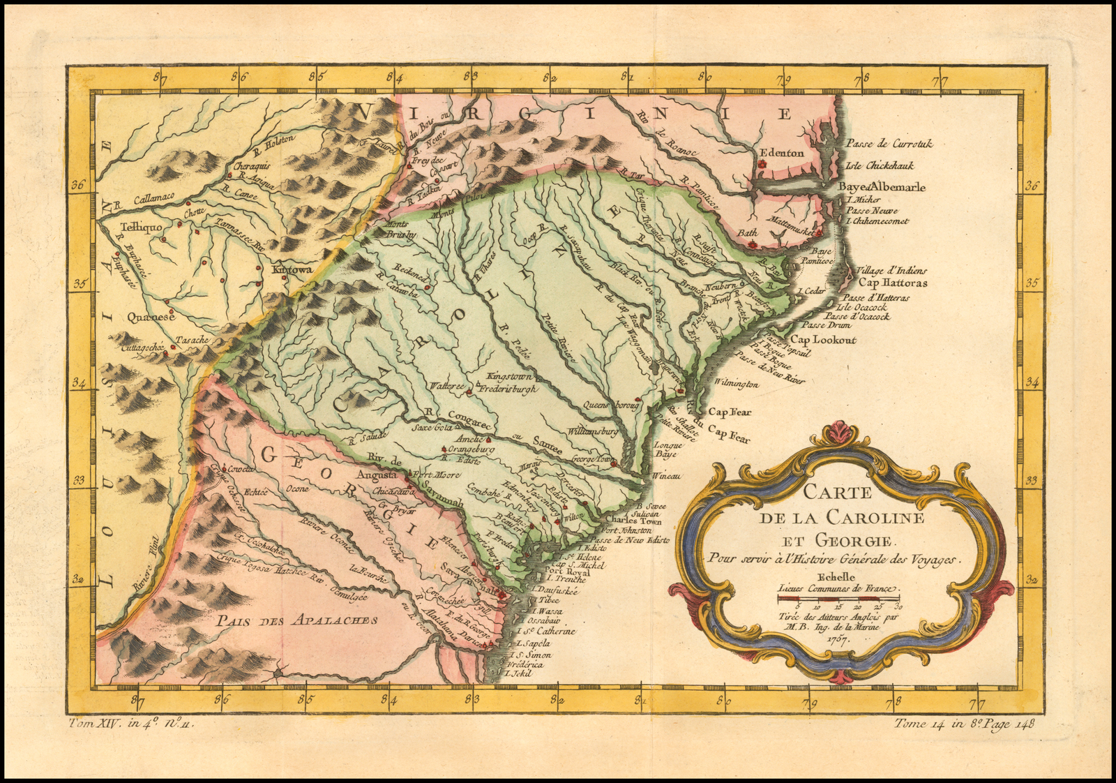 Carte De La Caroline Et Georgie 1757 Barry Lawrence