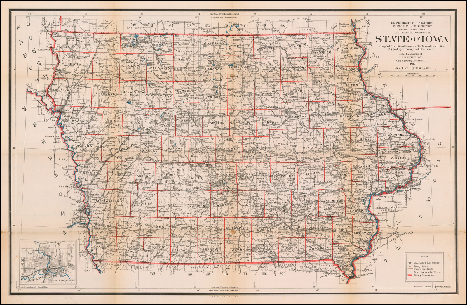 State Of Iowa Compiled From The Official Records Of The General Land 