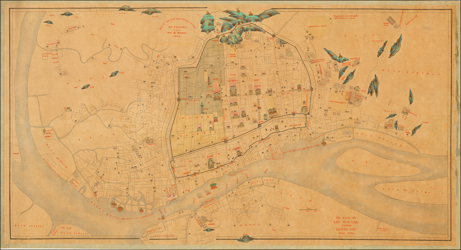 Guangzhou Map Of The City And Entire Suburbs Of Canton Made By