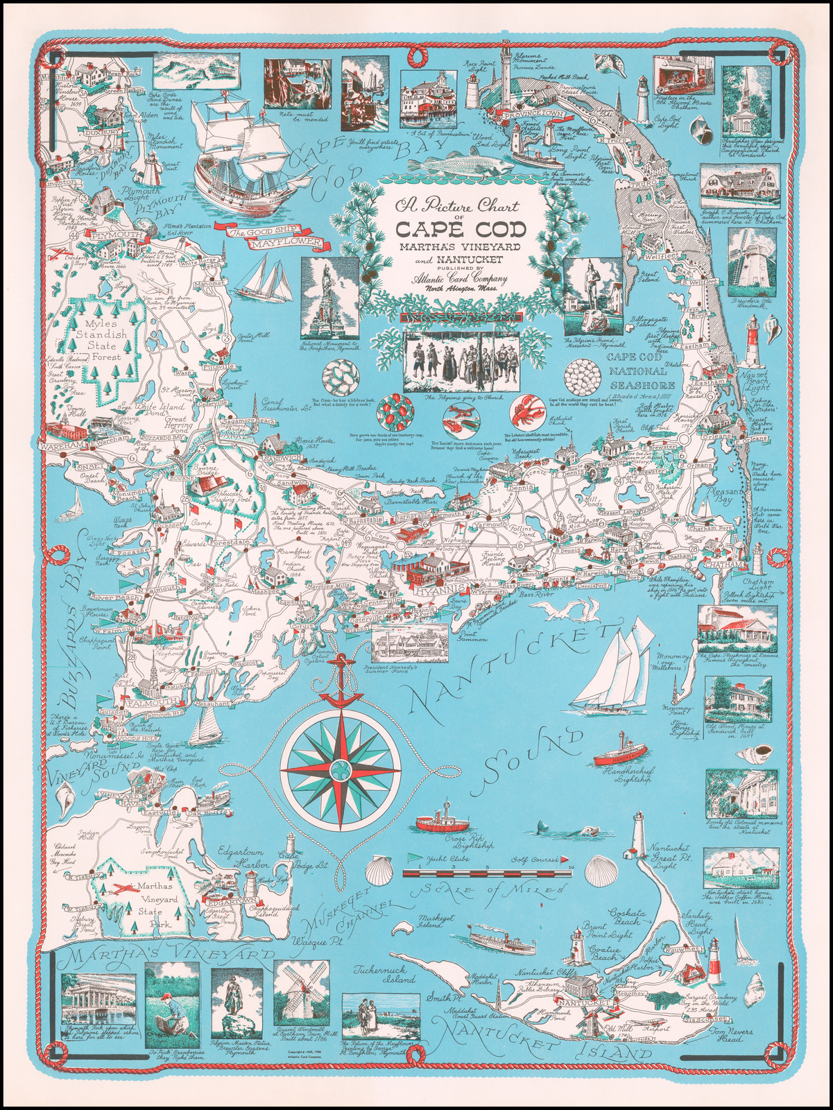Nantucket Massachusetts Martha's Vinyard Cape Cod Gousha Laminated Fastmap 