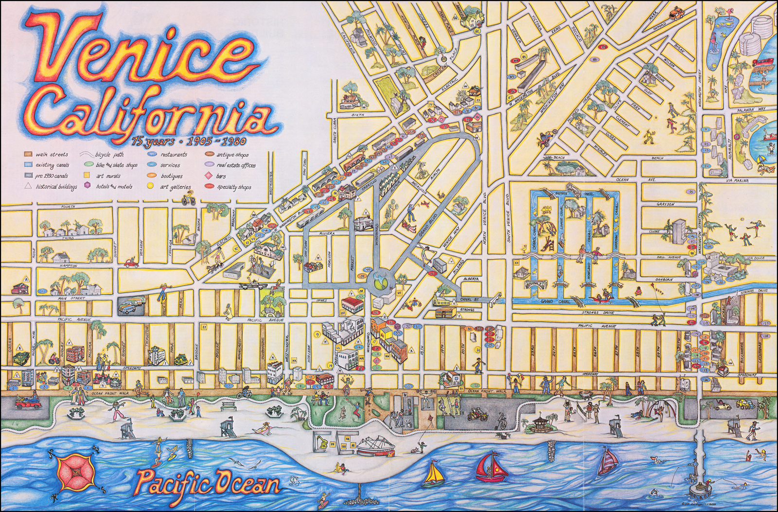 Map Of Venice Beach Venice California 75 Years - 1905 - 1980 - Barry Lawrence Ruderman Antique  Maps Inc.