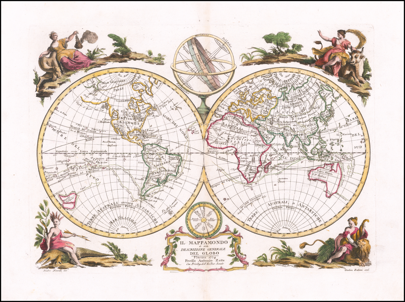 Il Mappamondo o sia Descrizione Generale Del Globo . . . 1774 - Barry  Lawrence Ruderman Antique Maps Inc.