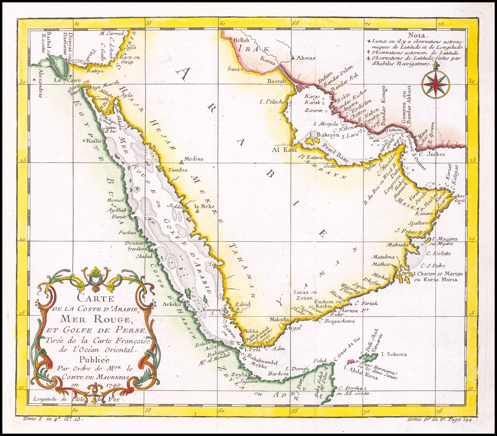 Carte De La Coste D Arabie Mer Rouge Et Golfe De Perse 1740 Barry Lawrence Ruderman Antique Maps Inc