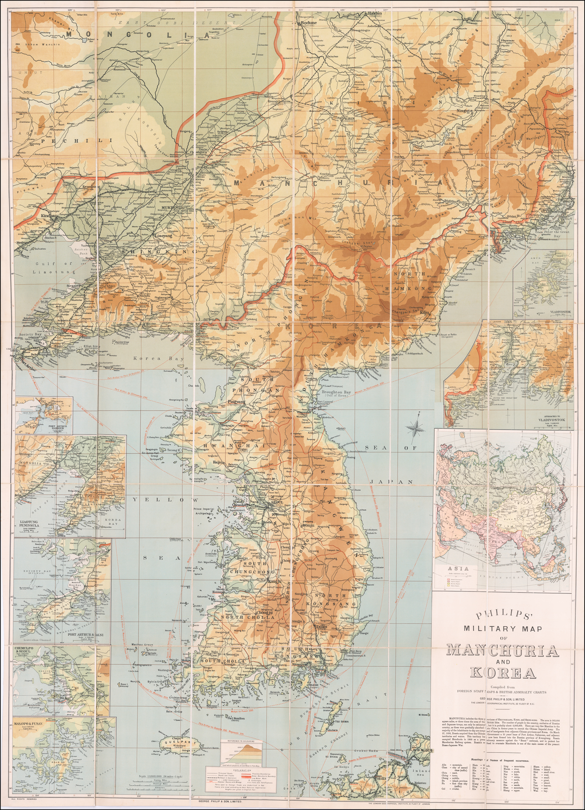 Philips Military Map Of Manchuria And Korea Compiled From Foreign Staff Maps British Admiralty Charts Barry Lawrence Ruderman Antique Maps Inc