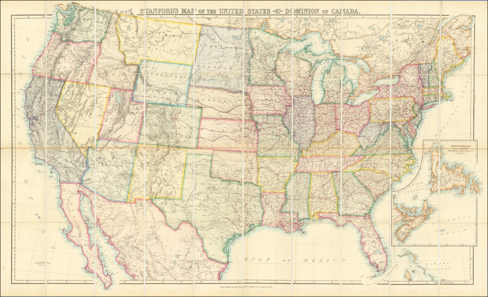 Stanford's Map of the United States and Part of the Dominion of Canada ...