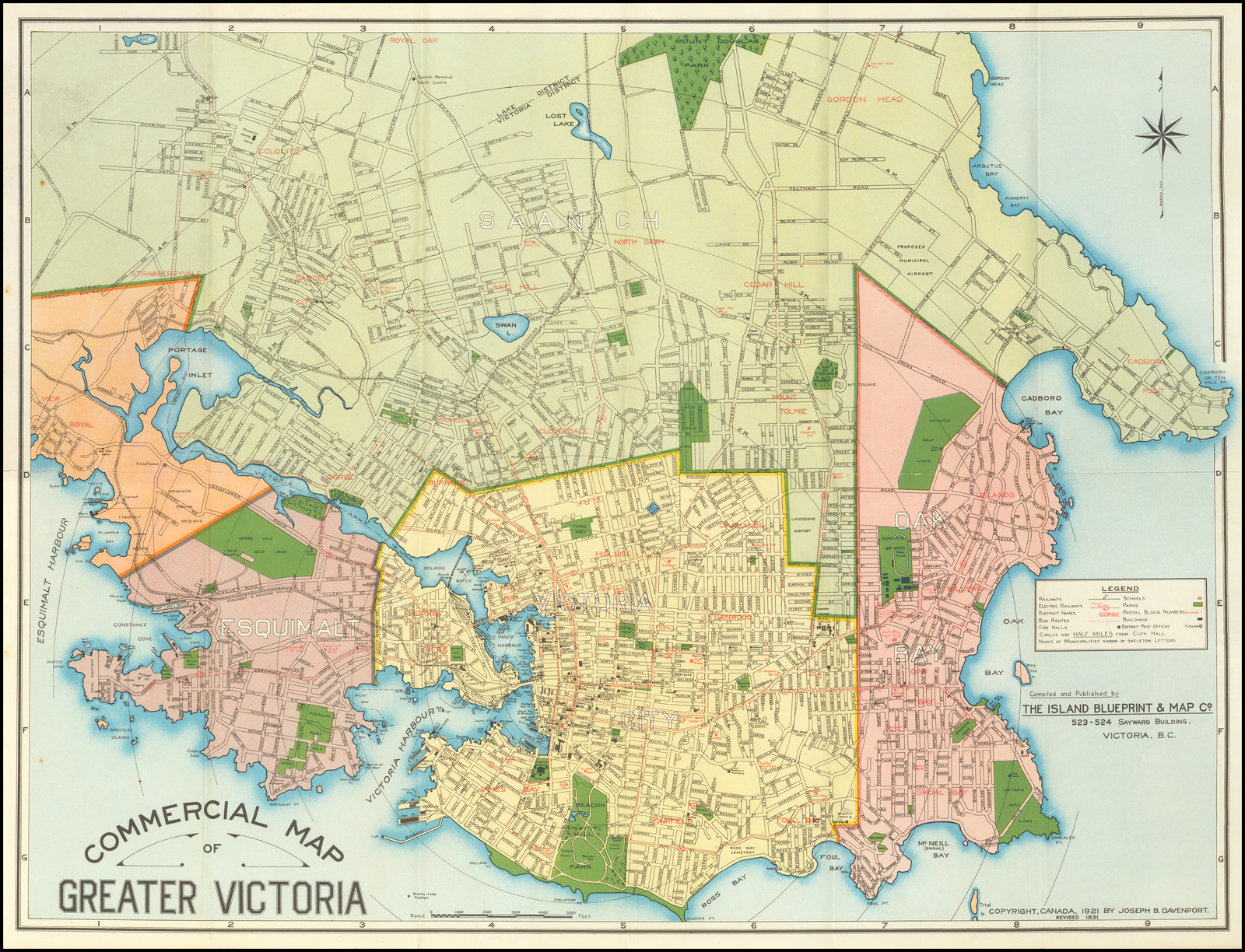 Map Of Victoria Bc Commercial Map Of Greater Victoria - Barry Lawrence Ruderman Antique Maps  Inc.