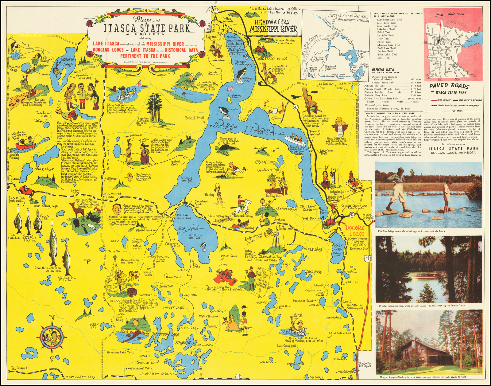 Itasca State Park Map Map Of Itasca State Park Minnesota - Barry Lawrence Ruderman Antique Maps Inc.