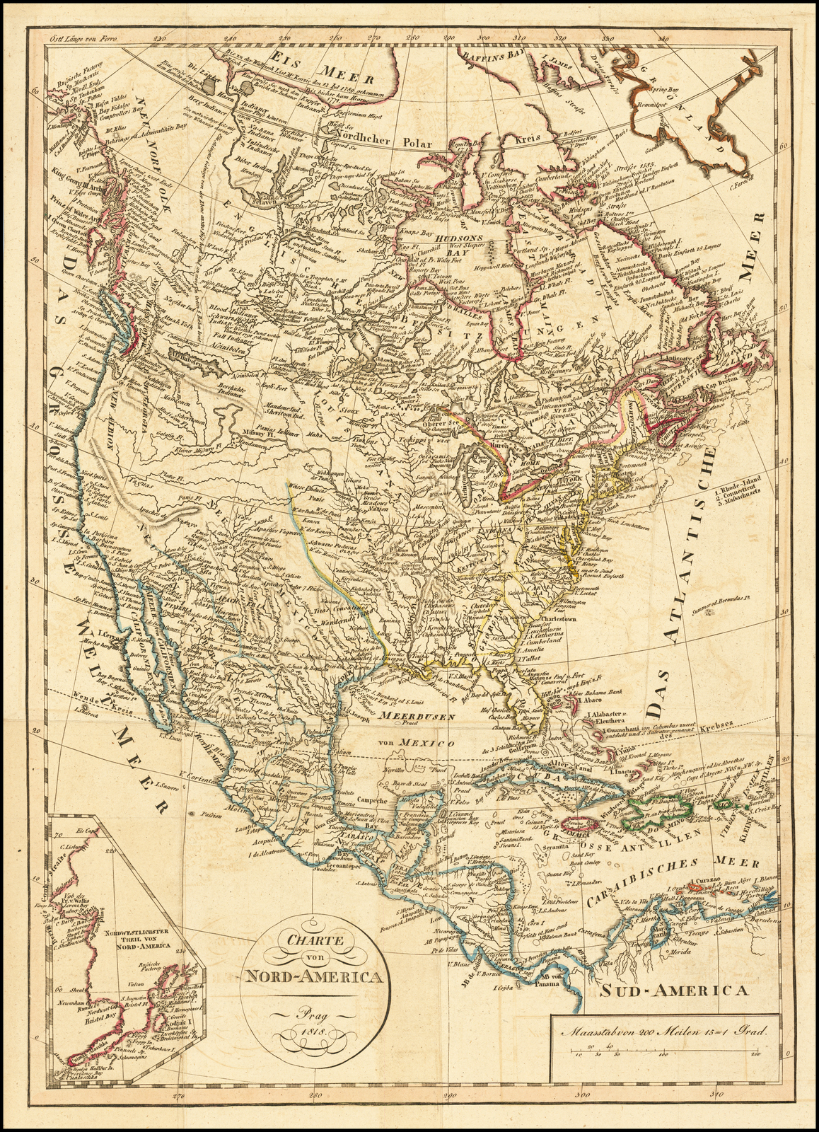 Charte von Nord-America Prag 1818 [Rare Alaska Inset Map] - Barry ...