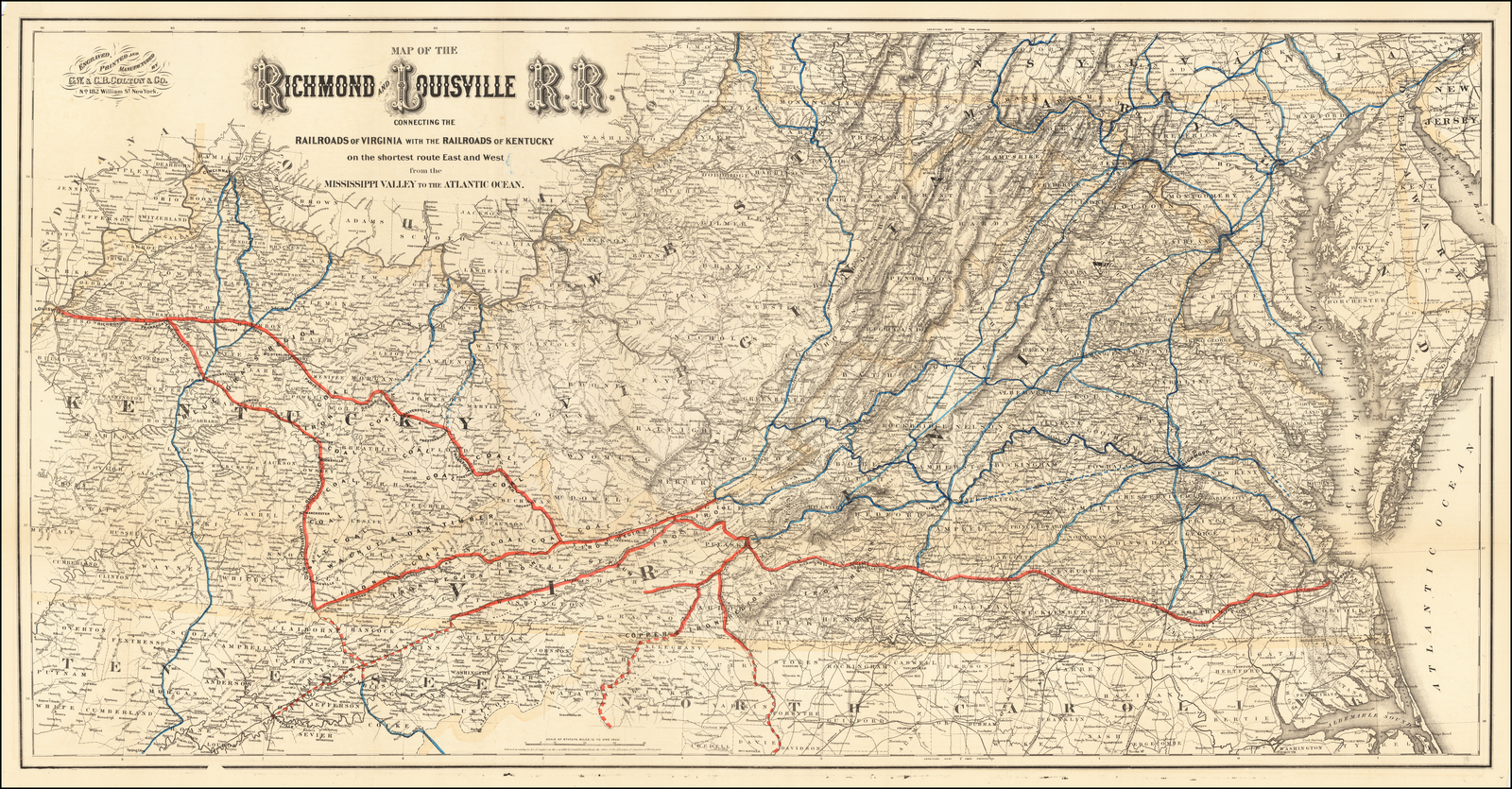 Map of the Richmond and Louisville R.R. Connecting The Railroads of
