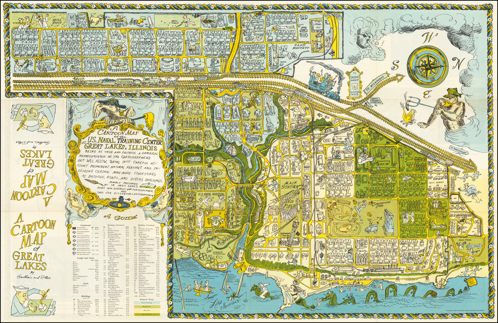 Great Lakes Naval Base Building Map A Cartoon Map of the US. Naval Training Center at Great Lakes 