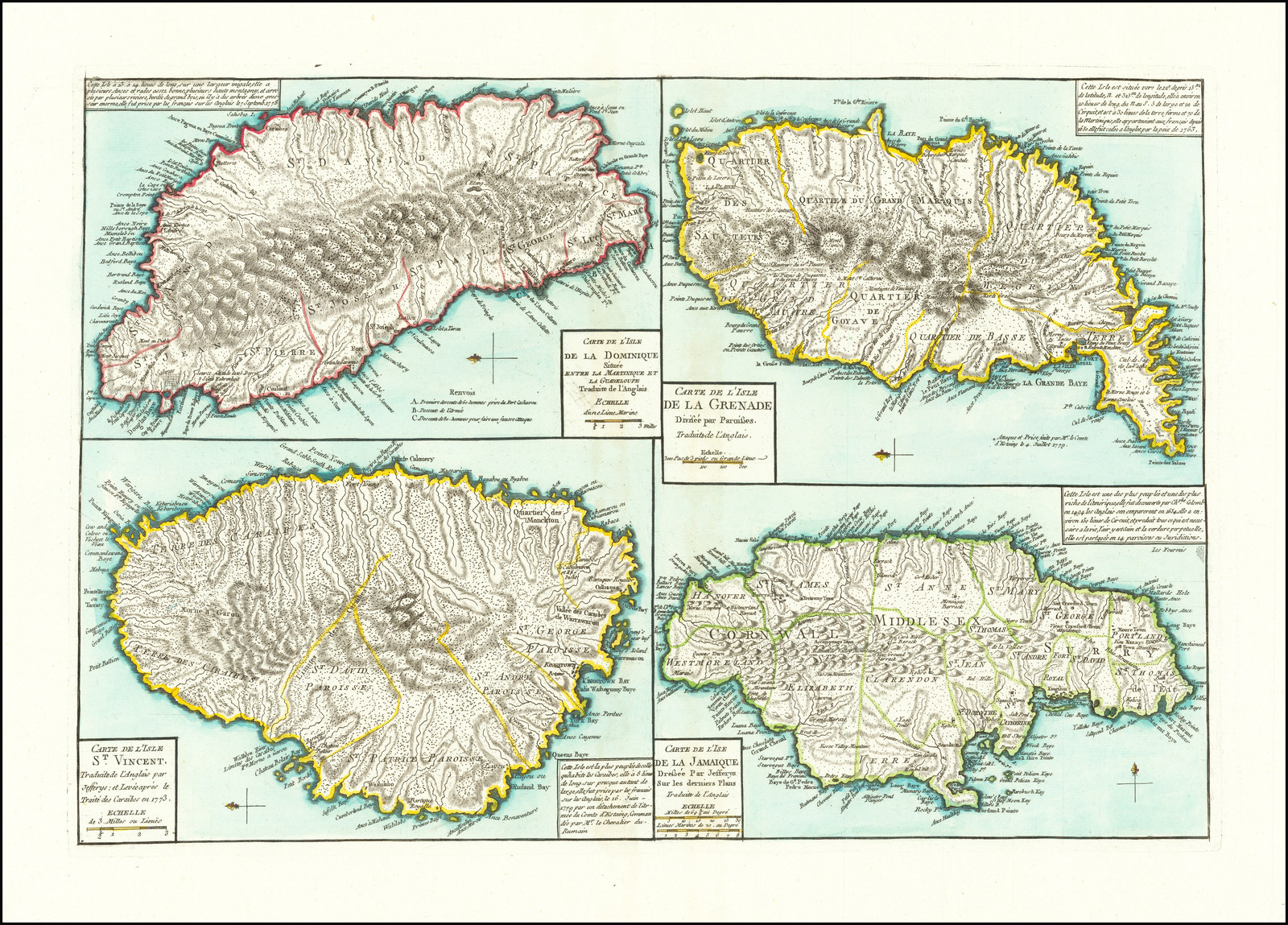 Jamaica Grenada Dominica And St Vincent Carte De L Isle De La Dominique And Carte De L Isle De La Grenade And Carte De L Isle St Vincent