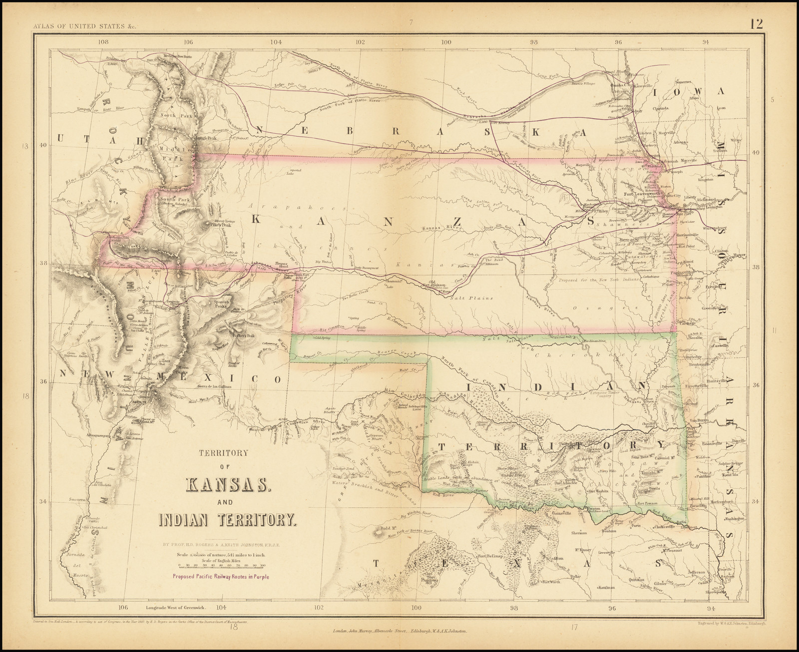 Territory of Kansas and Indian Territory [including parts of Colorado &amp; Wyoming] - Barry ...