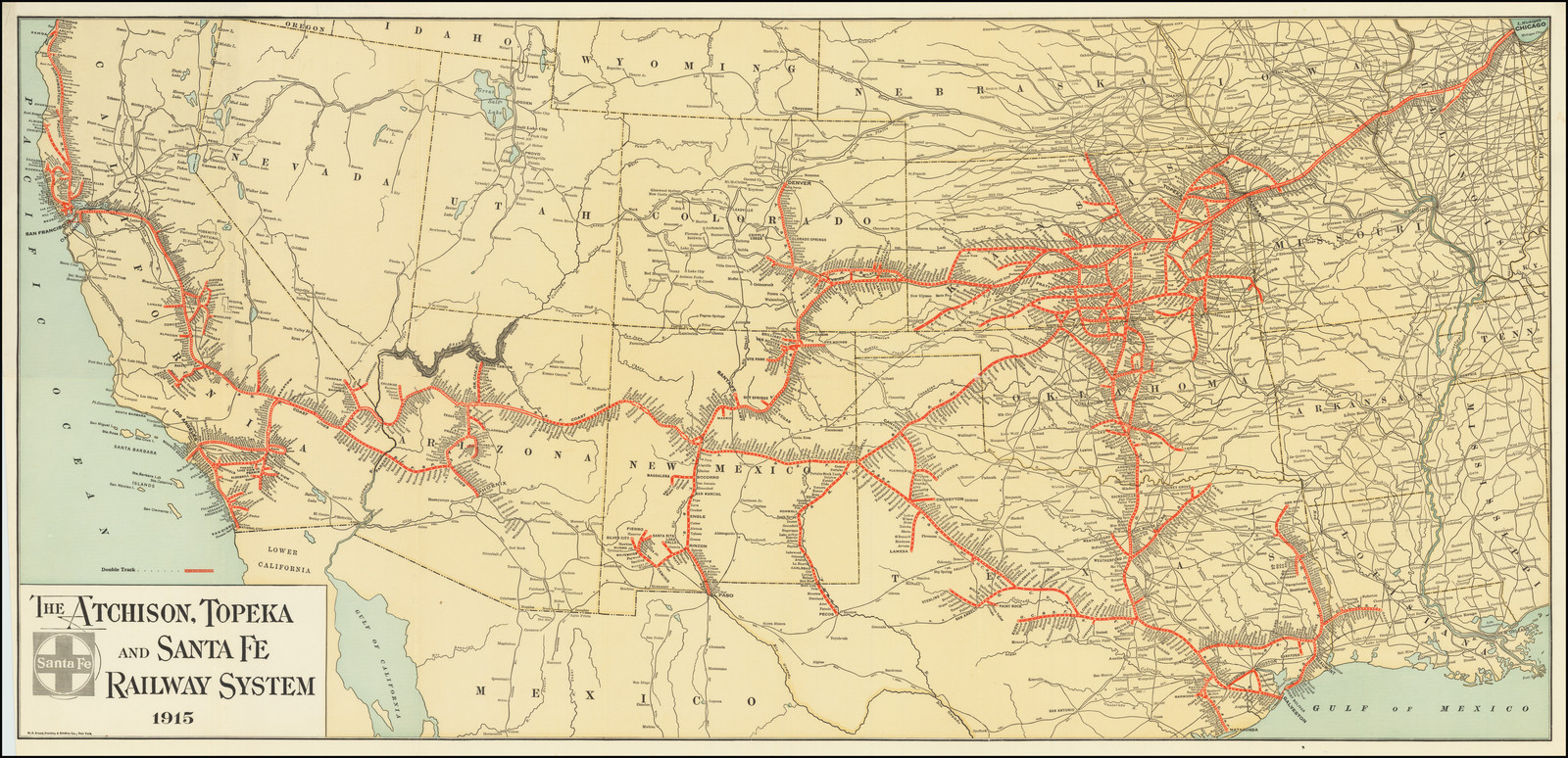 Santa Fe Rr Map The Atchison, Topeka And Santa Fe Railroad System. 1915 - Barry Lawrence  Ruderman Antique Maps Inc.