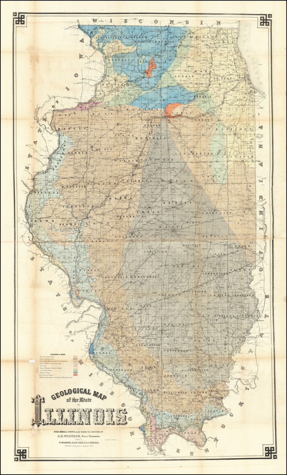 Geological Map of the State of Illinois From Original Surveys, Made