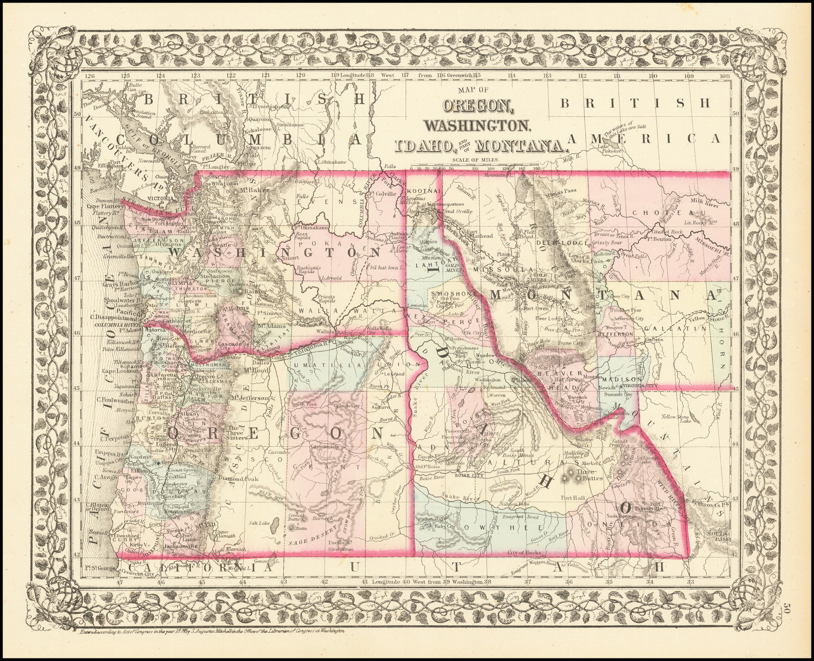 Map of Oregon, Washington, Idaho and part of Montana - Barry Lawrence Ruderman Antique Maps Inc.