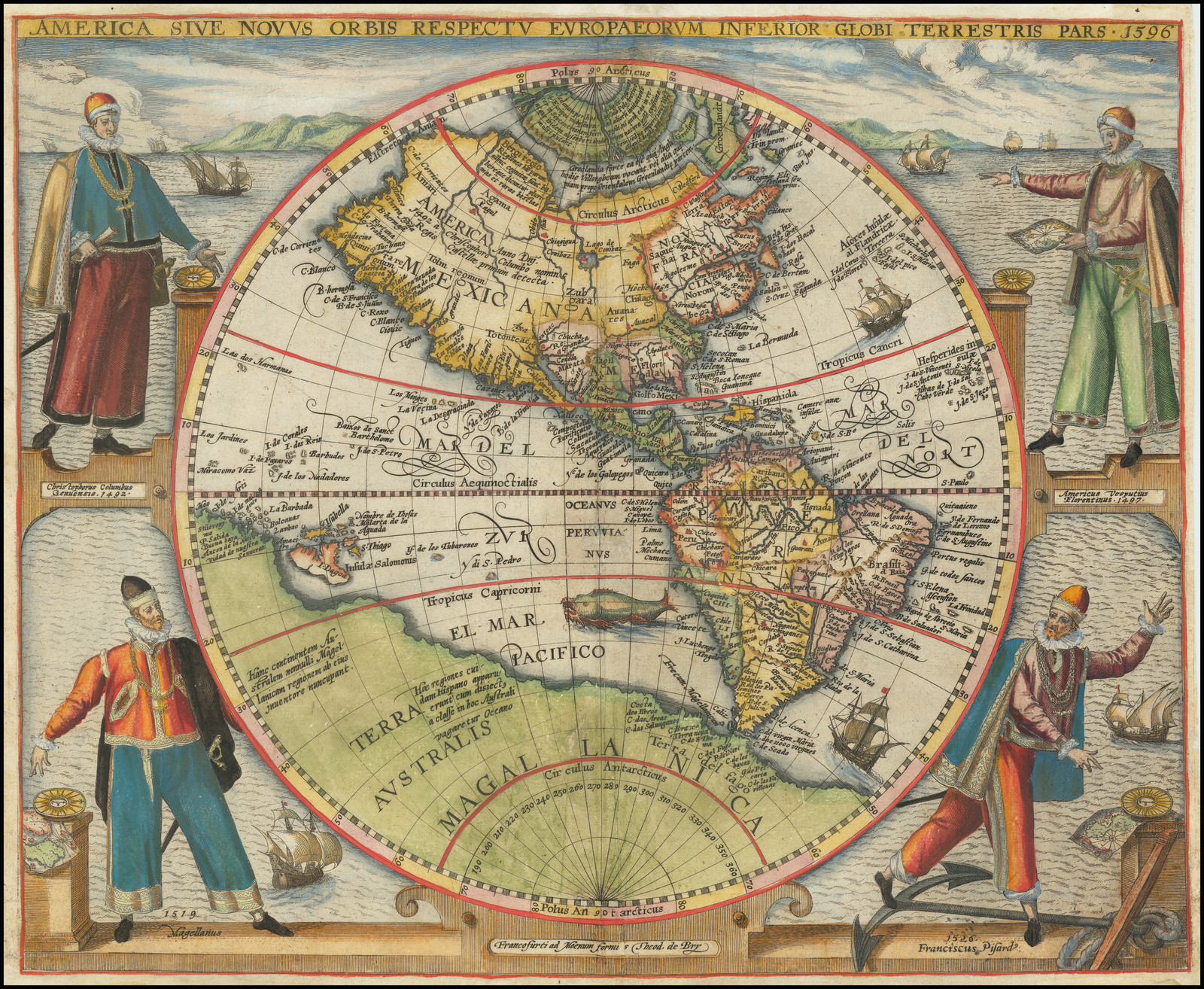 America Sive Novus Orbis Respectu Europaeorum Inferior Globi Terrestris Pars  1596
