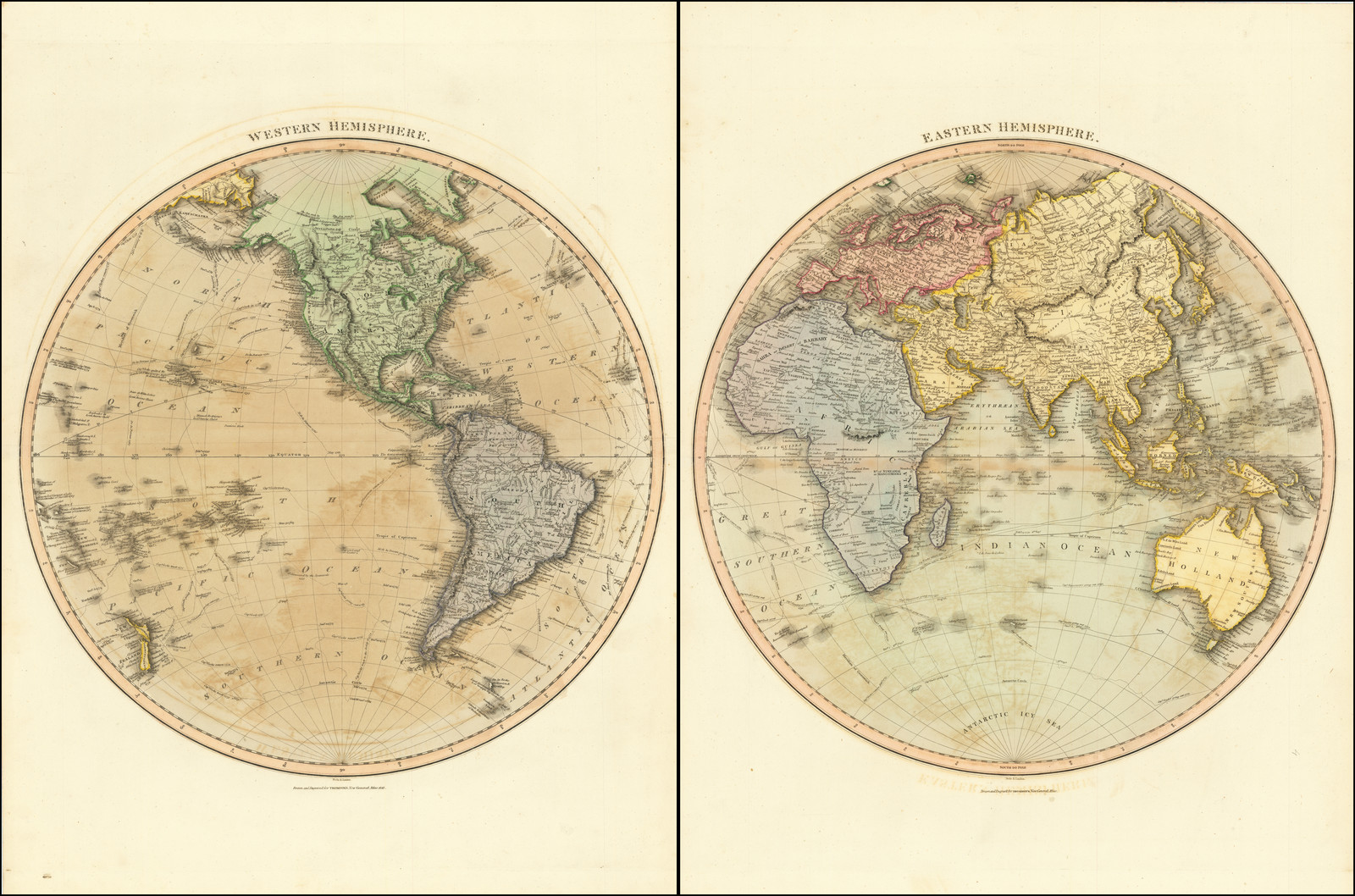 western and eastern hemisphere map