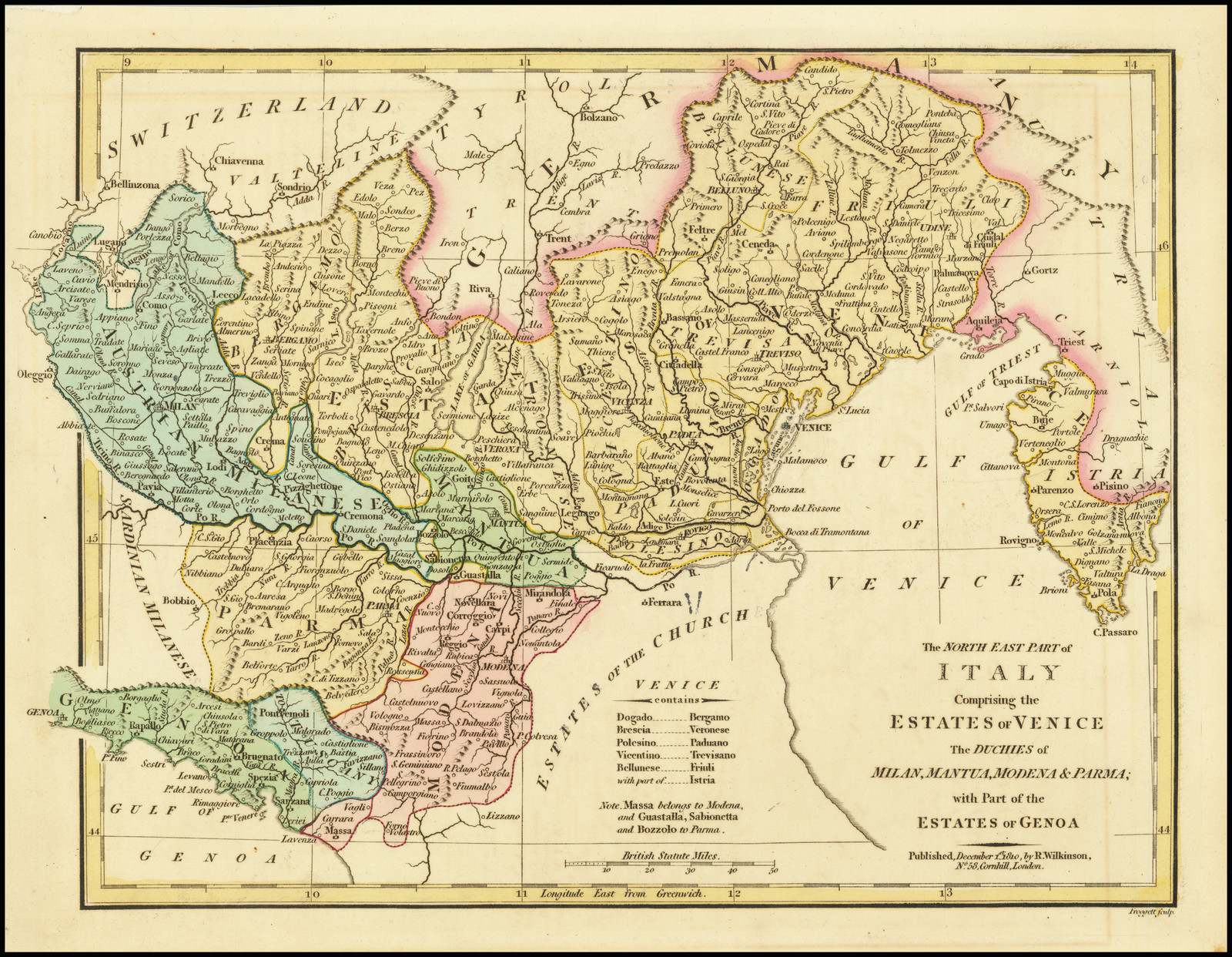 The North East Part of Italy, Comprising the Estates of Venice, The Dutchies of Milan, Mantua, Modena & Parma; with Part of the Estates of Genoa, From the Best Authorities