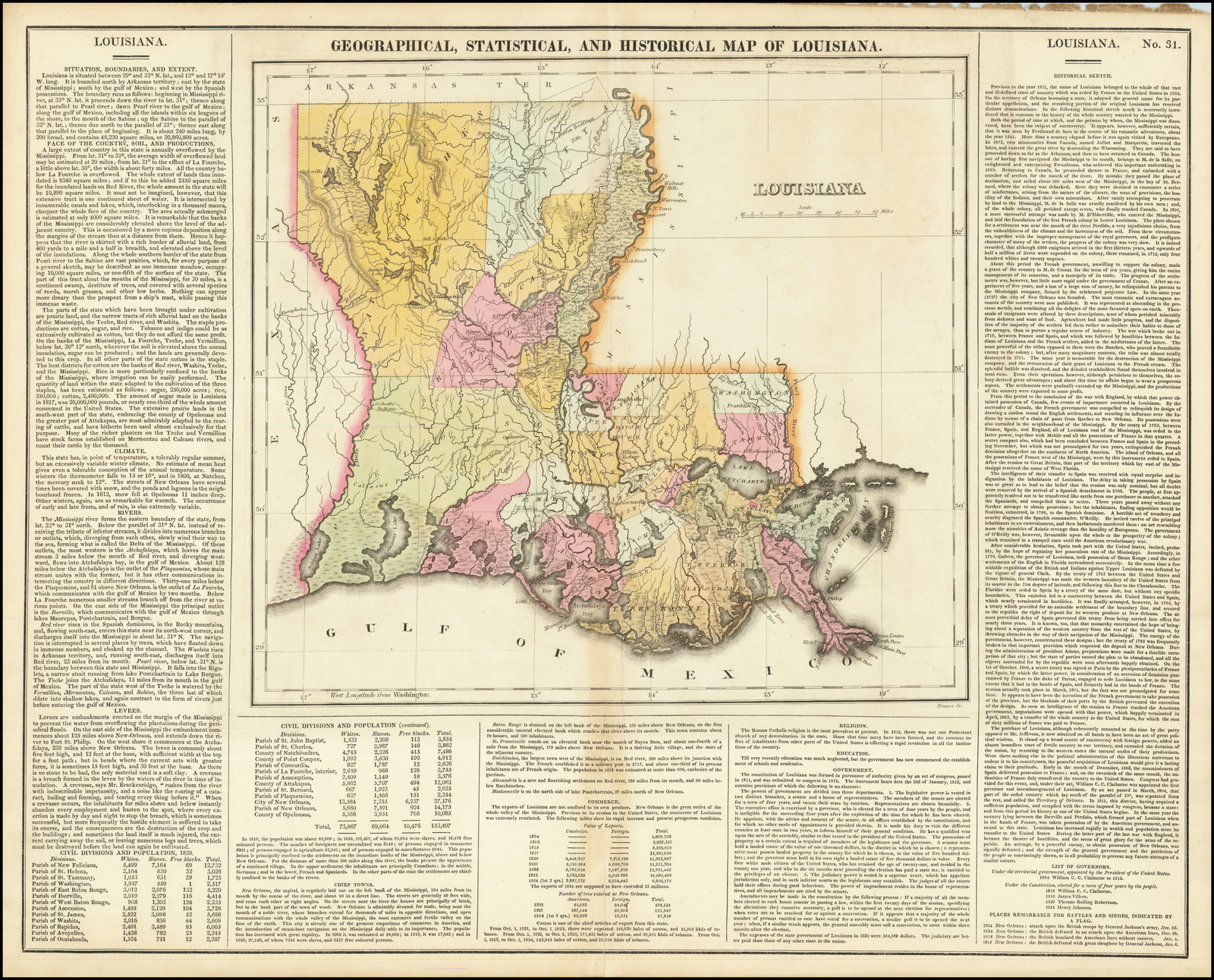 Geographical, Statistical, and Historical Map of Louisiana