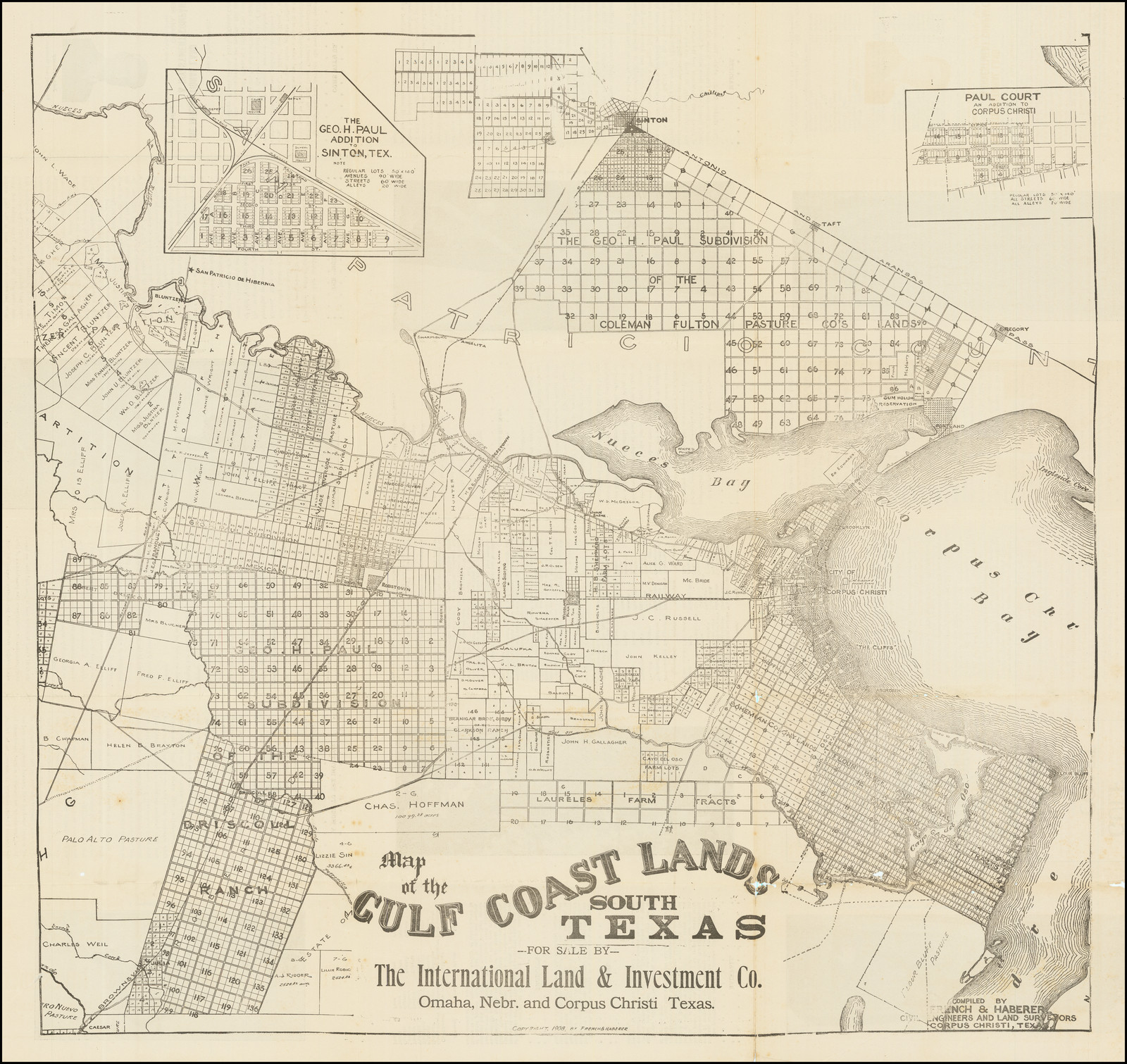 Map of the Gulf Coast Lands South Texas For Sale By The International Land & Investment Co