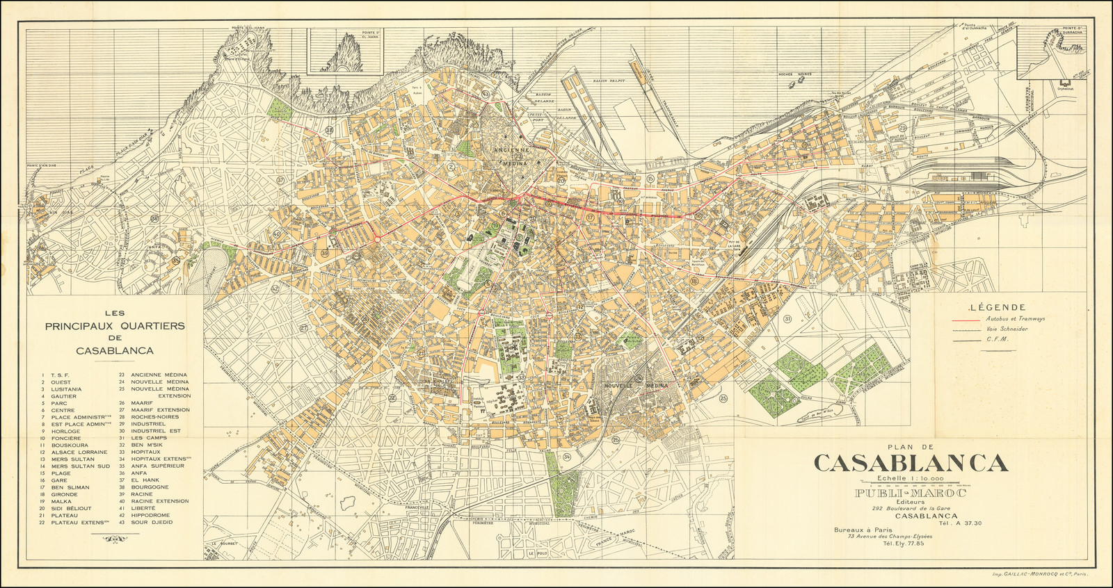 Plan de Casablanca - Barry Lawrence Ruderman Antique Maps Inc., image size:1600x846