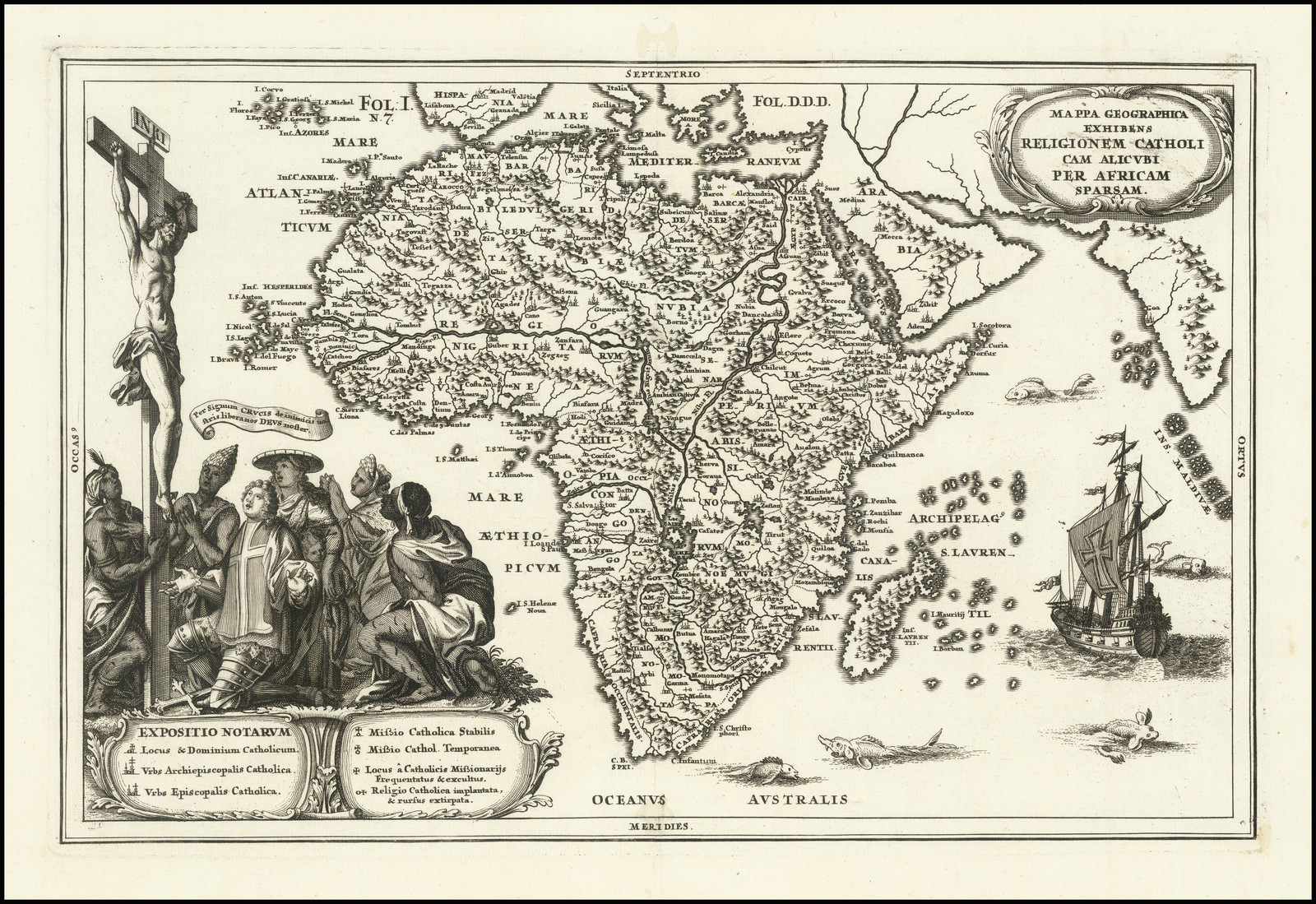Mappa Geographica Exhibens Religionem Catholicam Alicubi Per Africam Sparsam