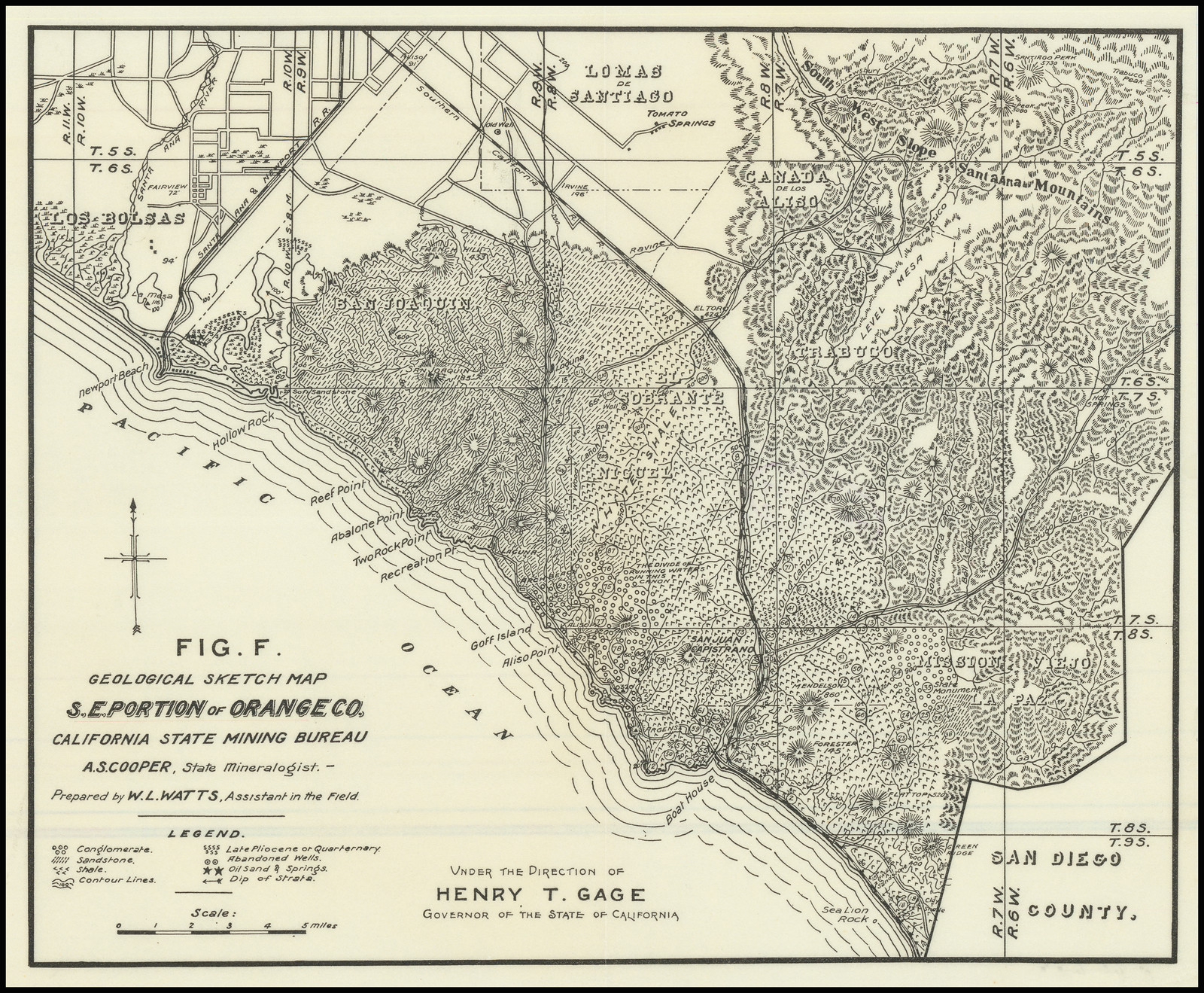 Geological Sketch Map S.E. Portion of Orange Co.  California State Mining Bureau . . .