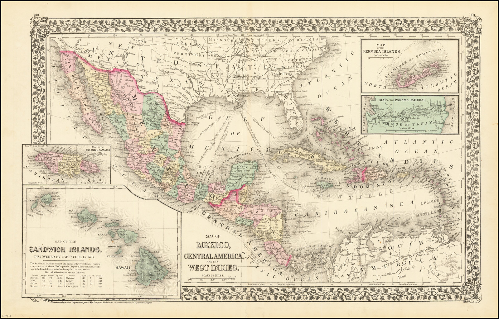 Map of Mexico, Central America, and the West Indies [Insets of Bermuda