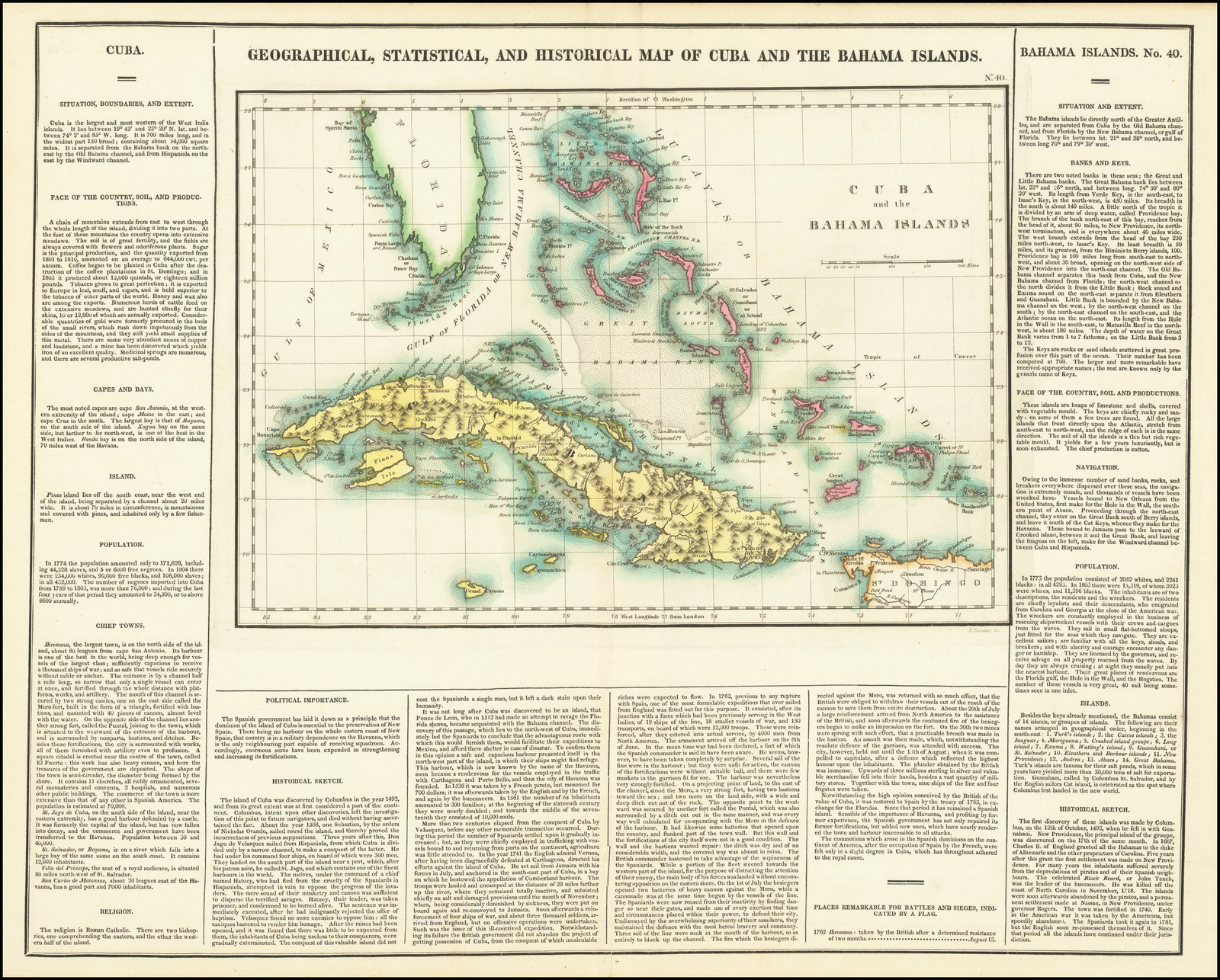 [Bahamas and Cuba] Geographical, Statistical and Historical Map of Cuba ...