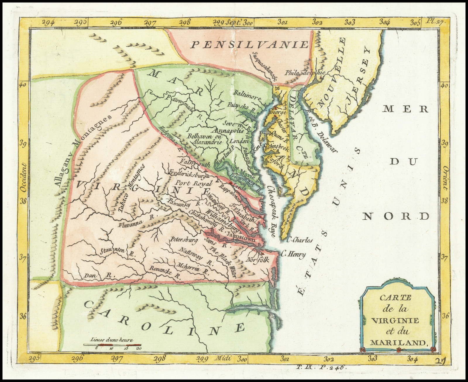 Carte de la Virginie et du Mariland